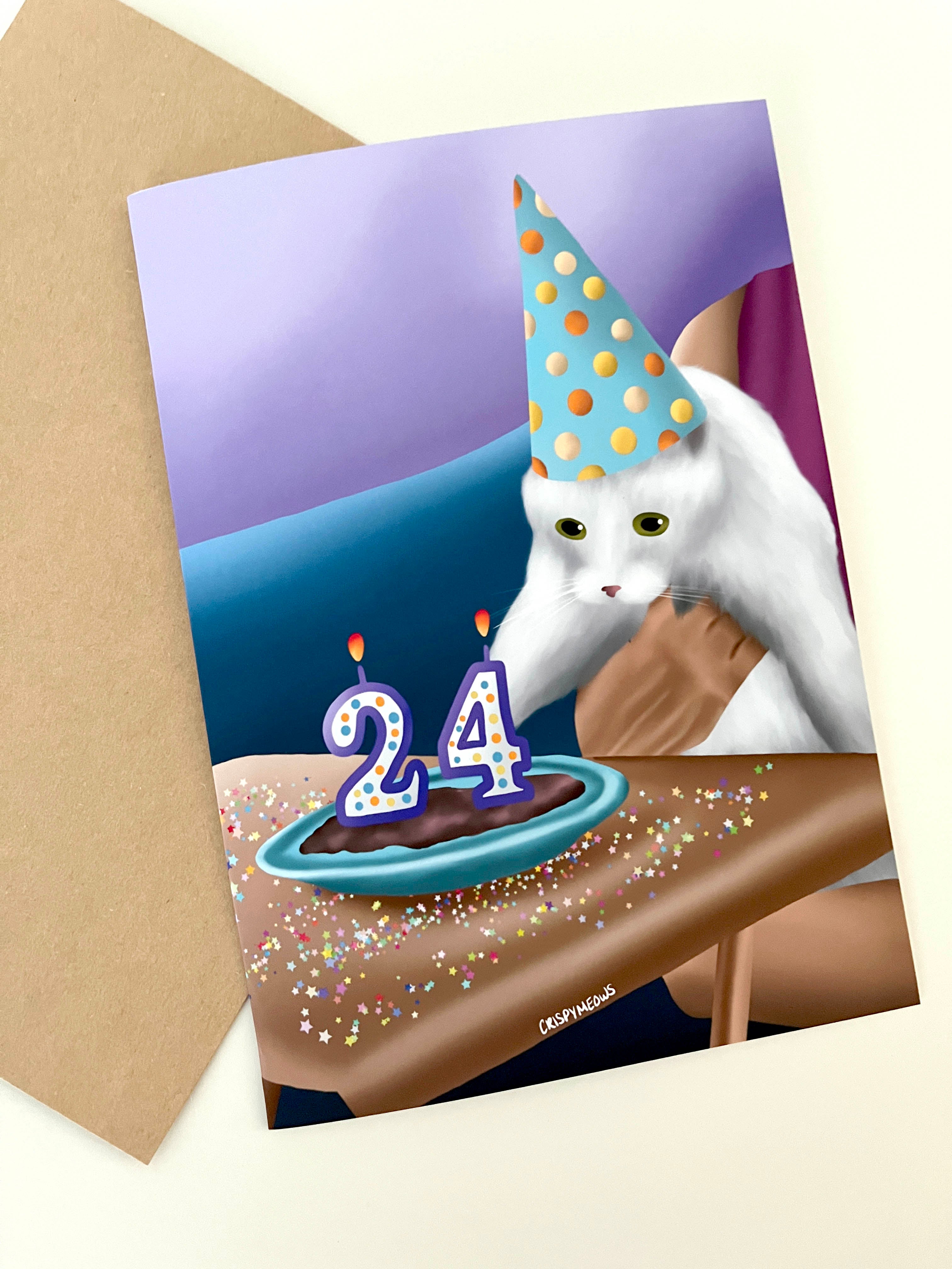 Existential Cat Birthday Card With Envelope