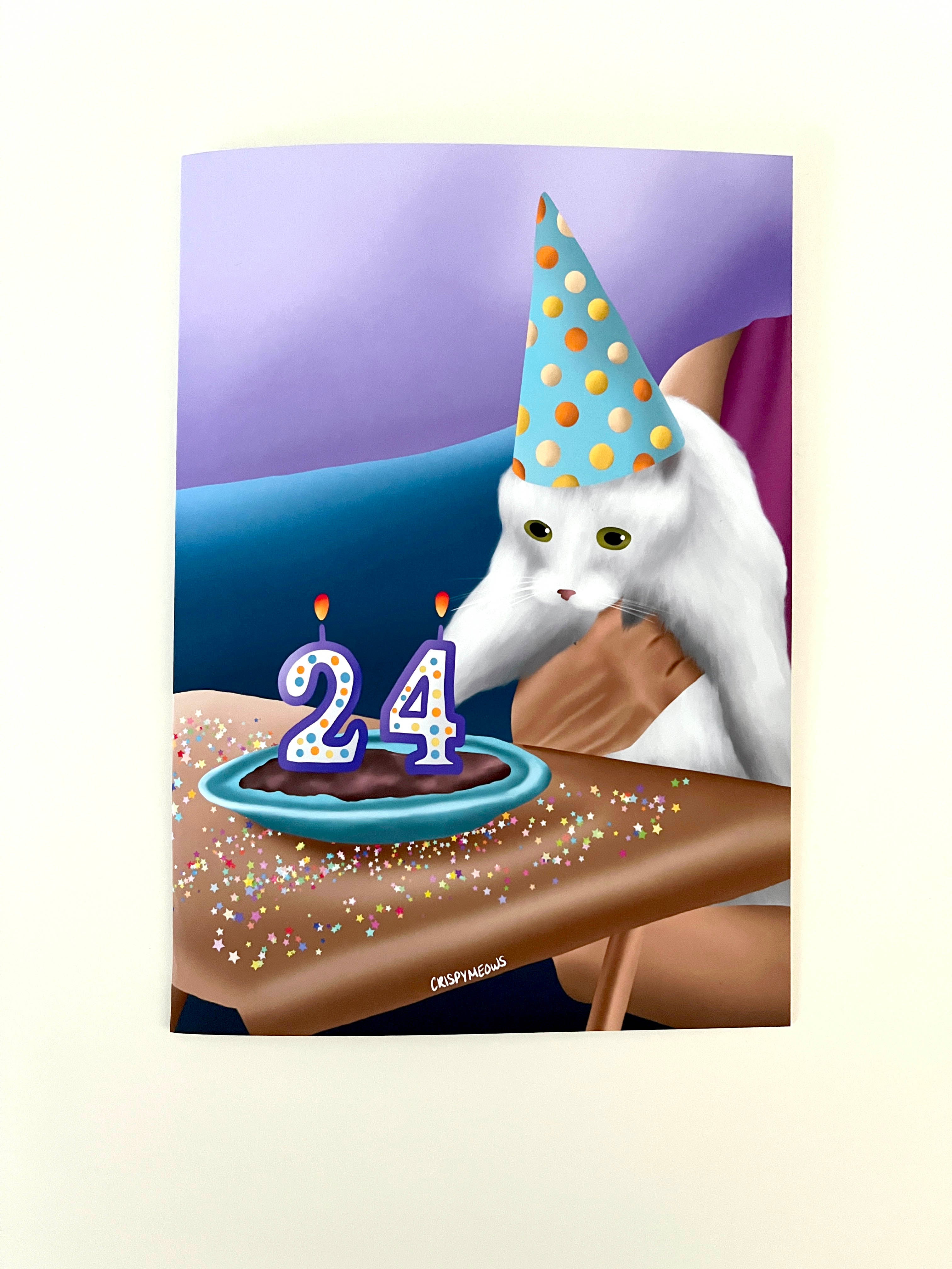 Existential Cat Birthday Card With Envelope