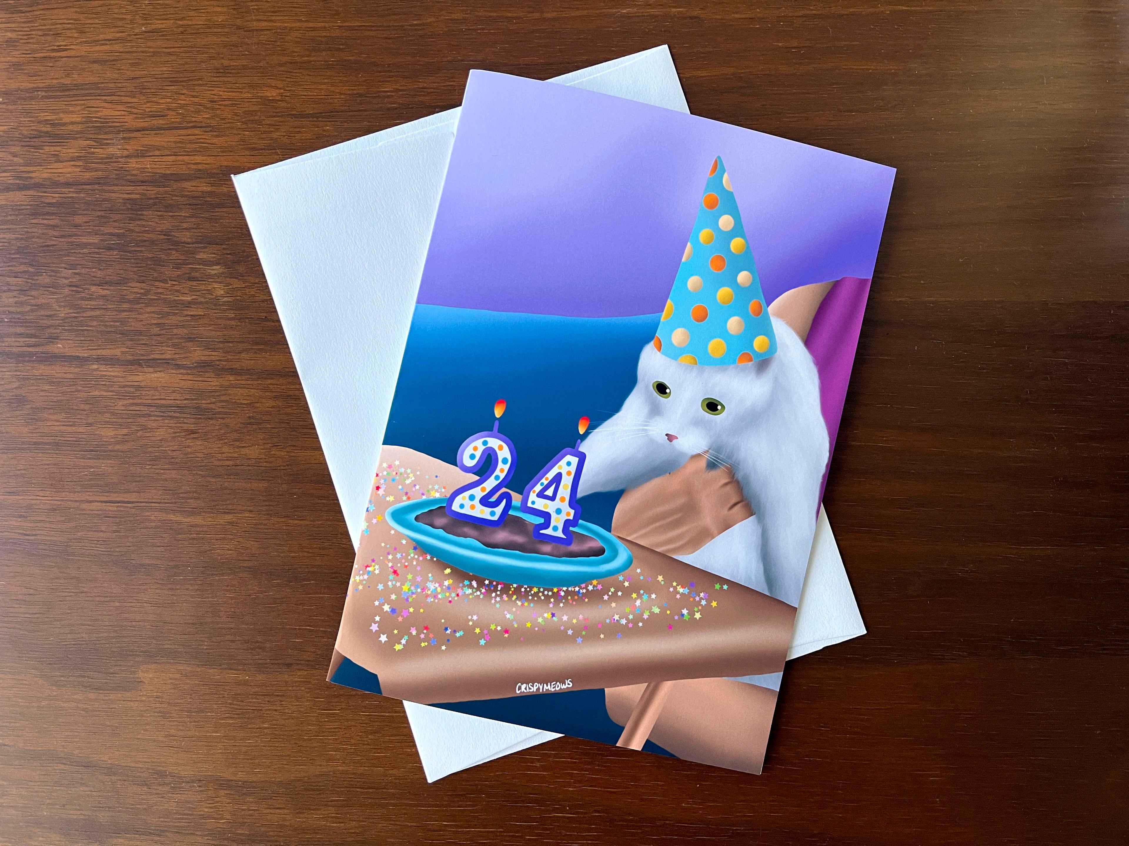 Existential Cat Birthday Card With Envelope