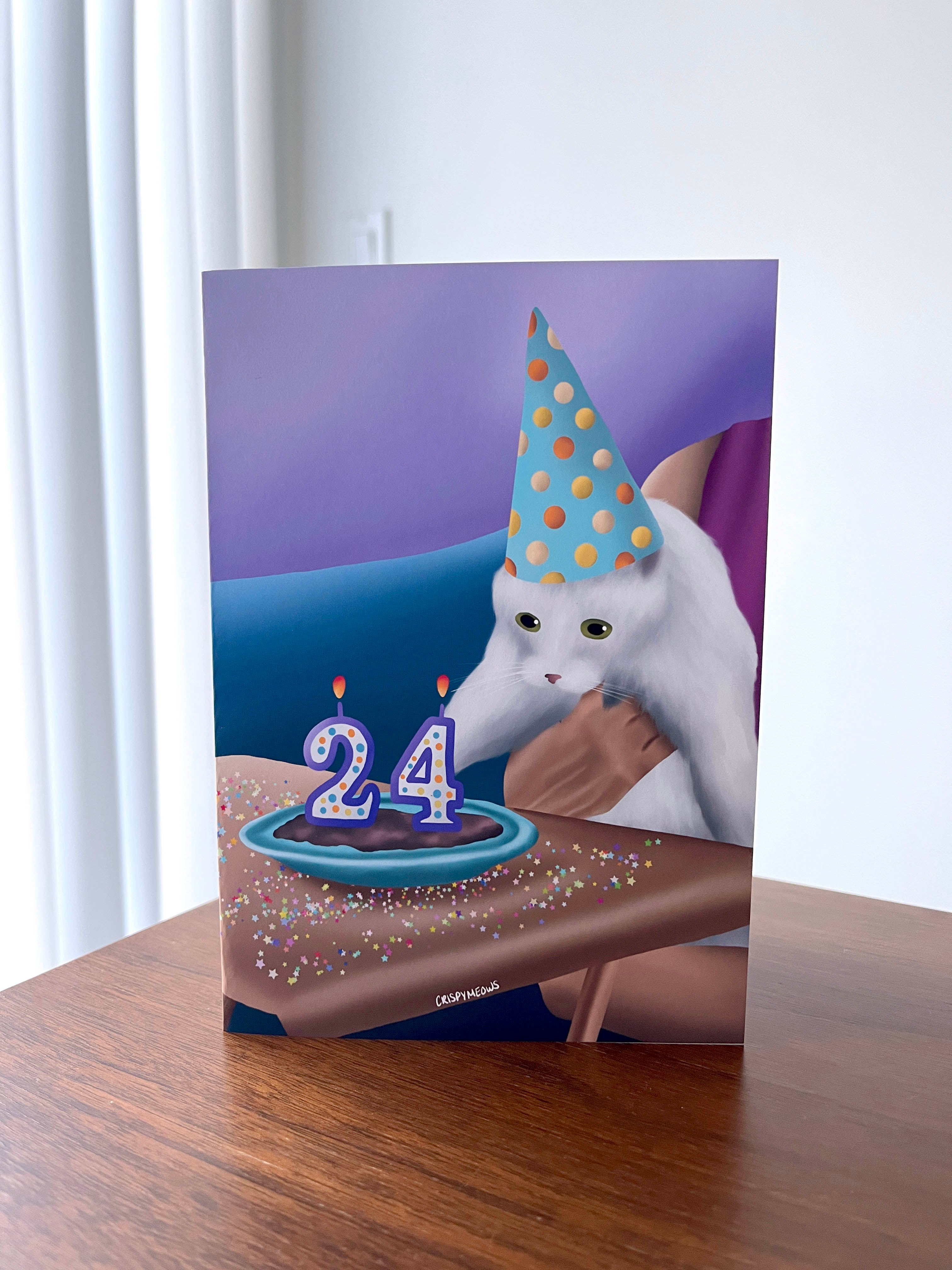 Existential Cat Birthday Card With Envelope