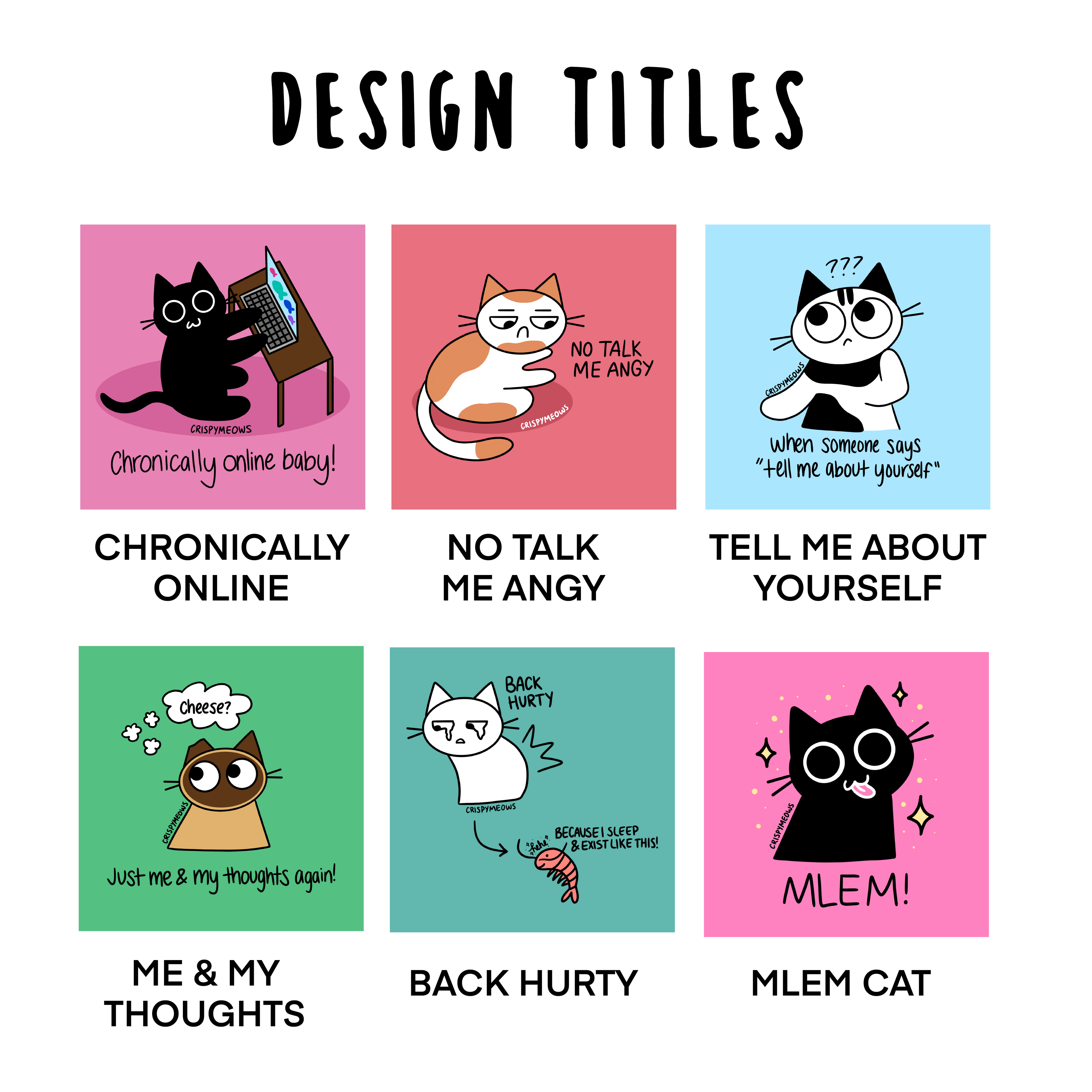 Silly Cats - 5 x 5 Print