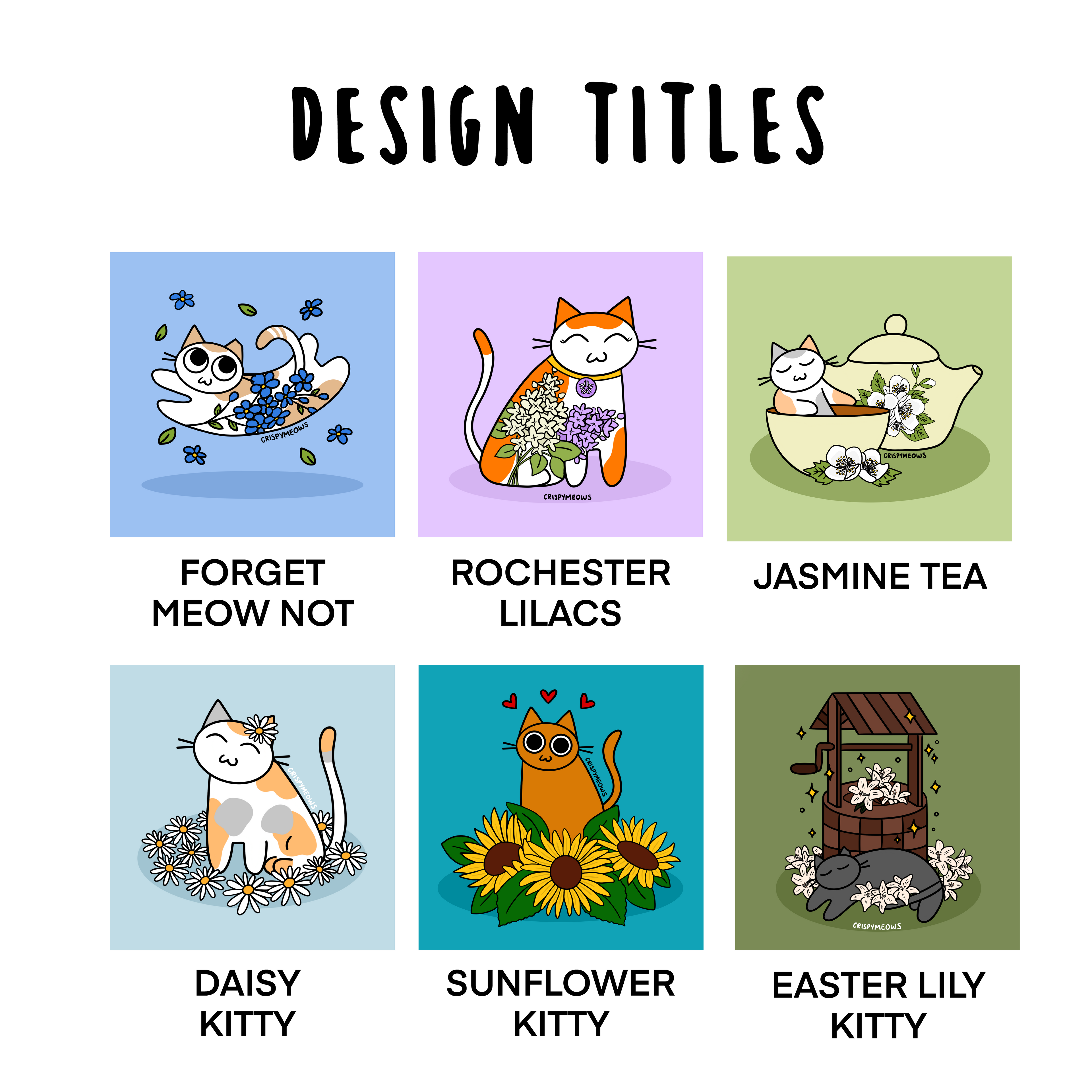 Flower Cats - 5 x 5 Print