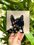 Blooming Floral  Cat, 5 x 5 Print