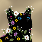 Blooming Floral  Cat, 5 x 5 Print