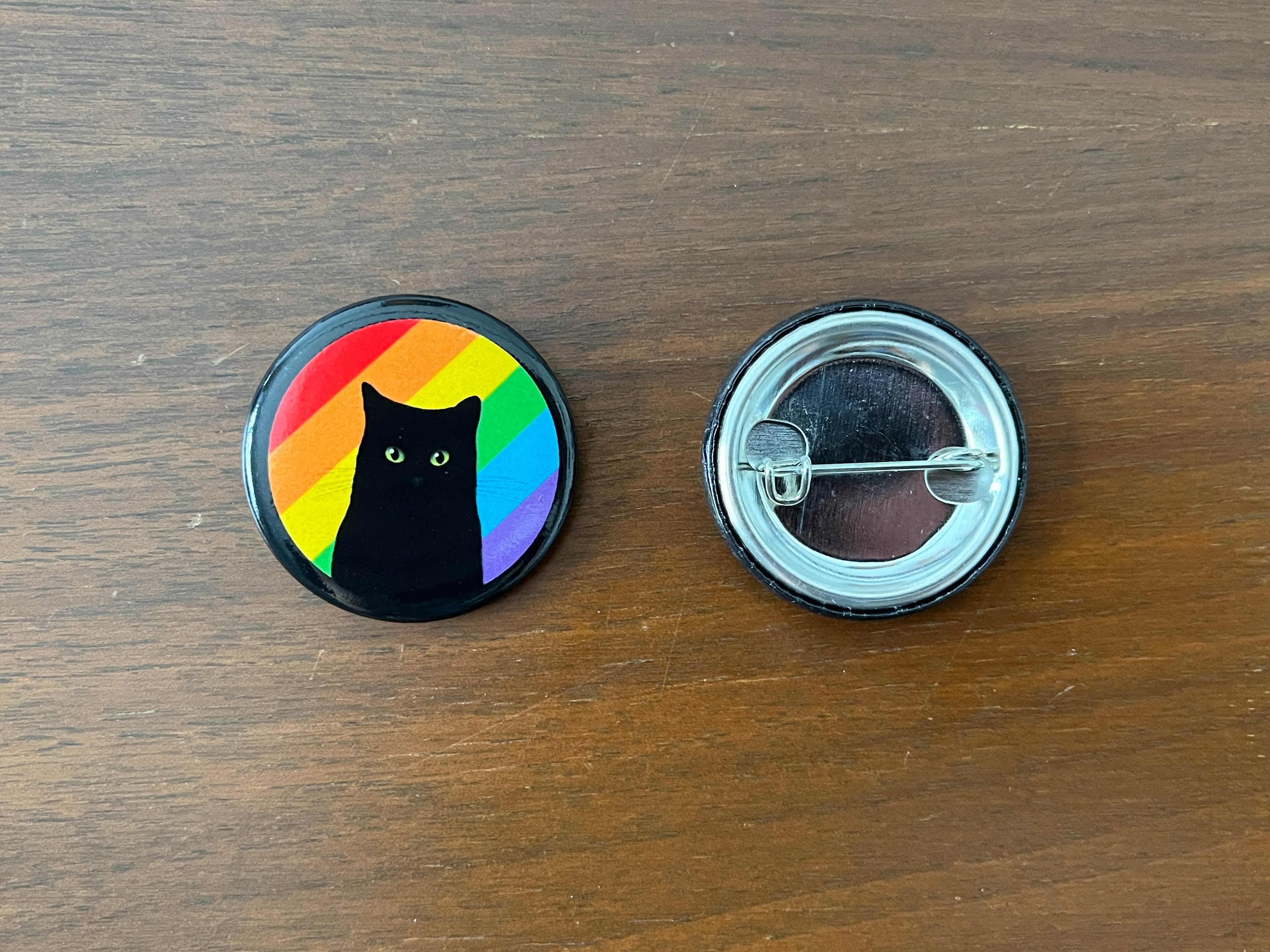 Pride Cat Round Button Pin, 1.25"