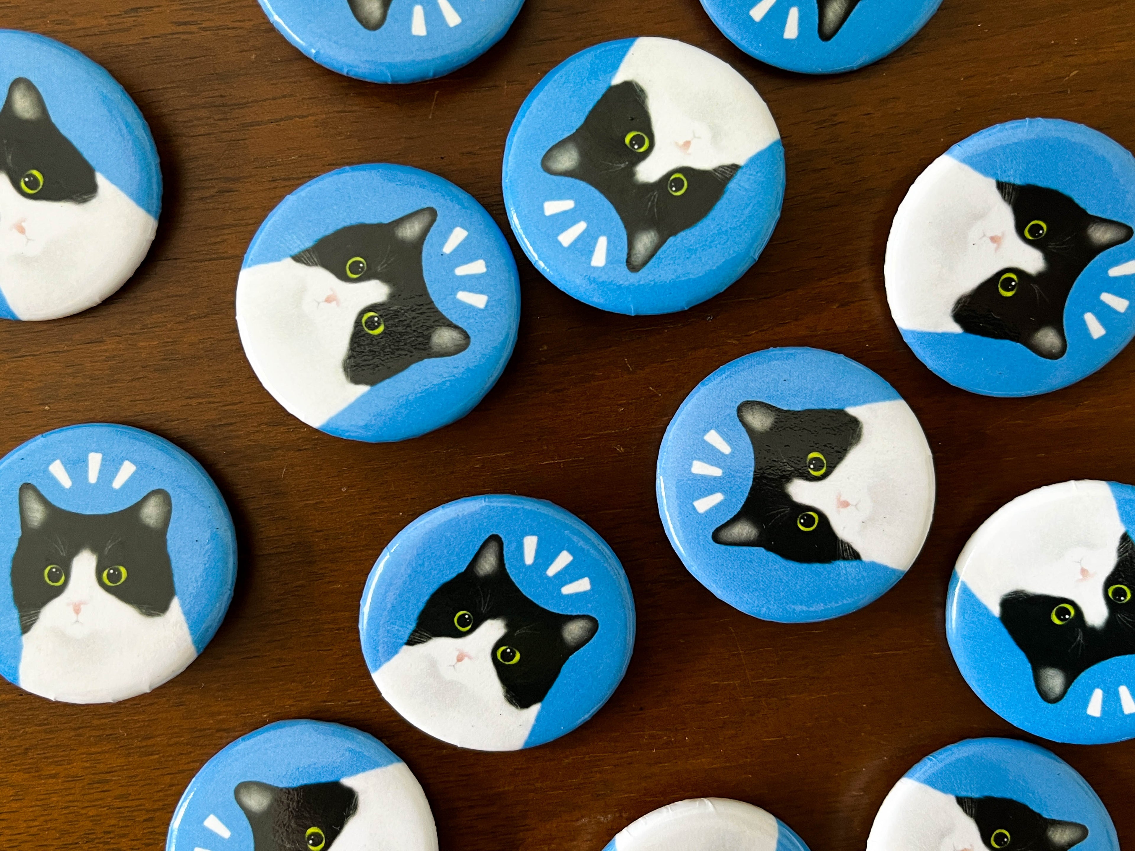 Shook Cat Round Button Pin, 1.25"