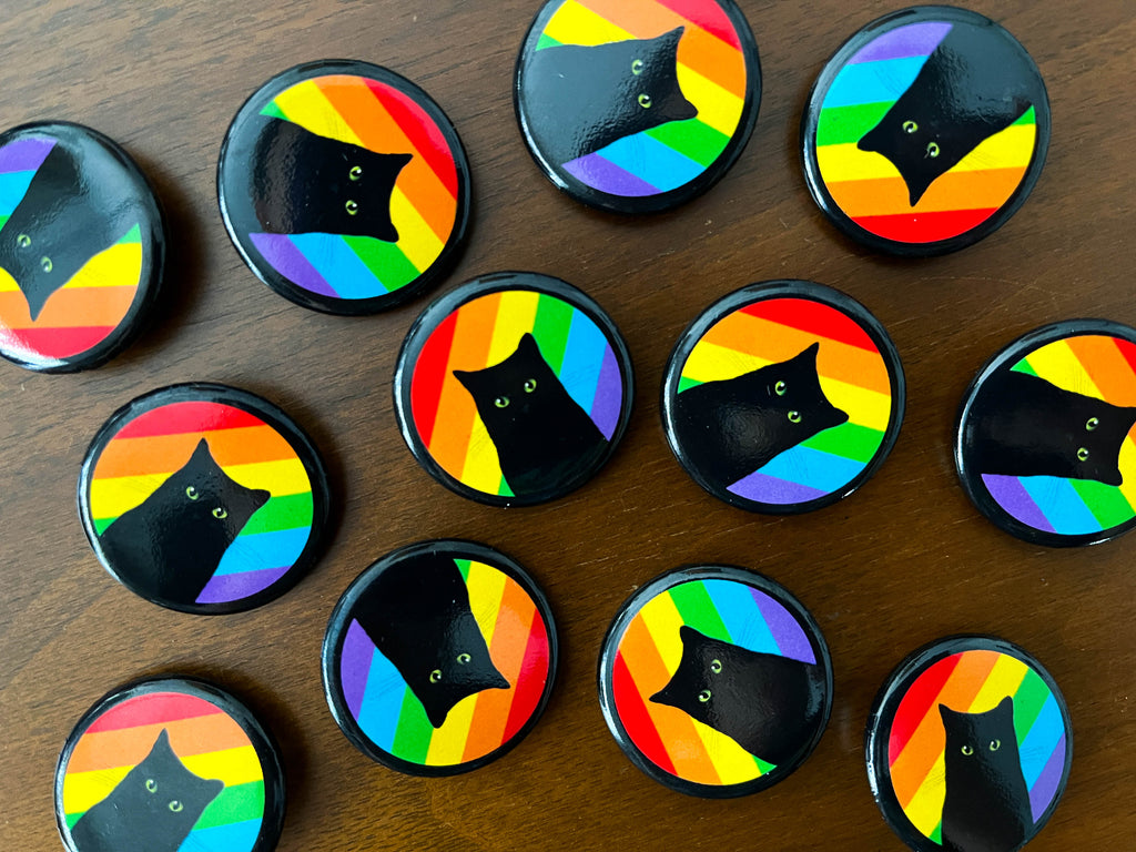 Pride Cat Round Button Pin, 1.25"