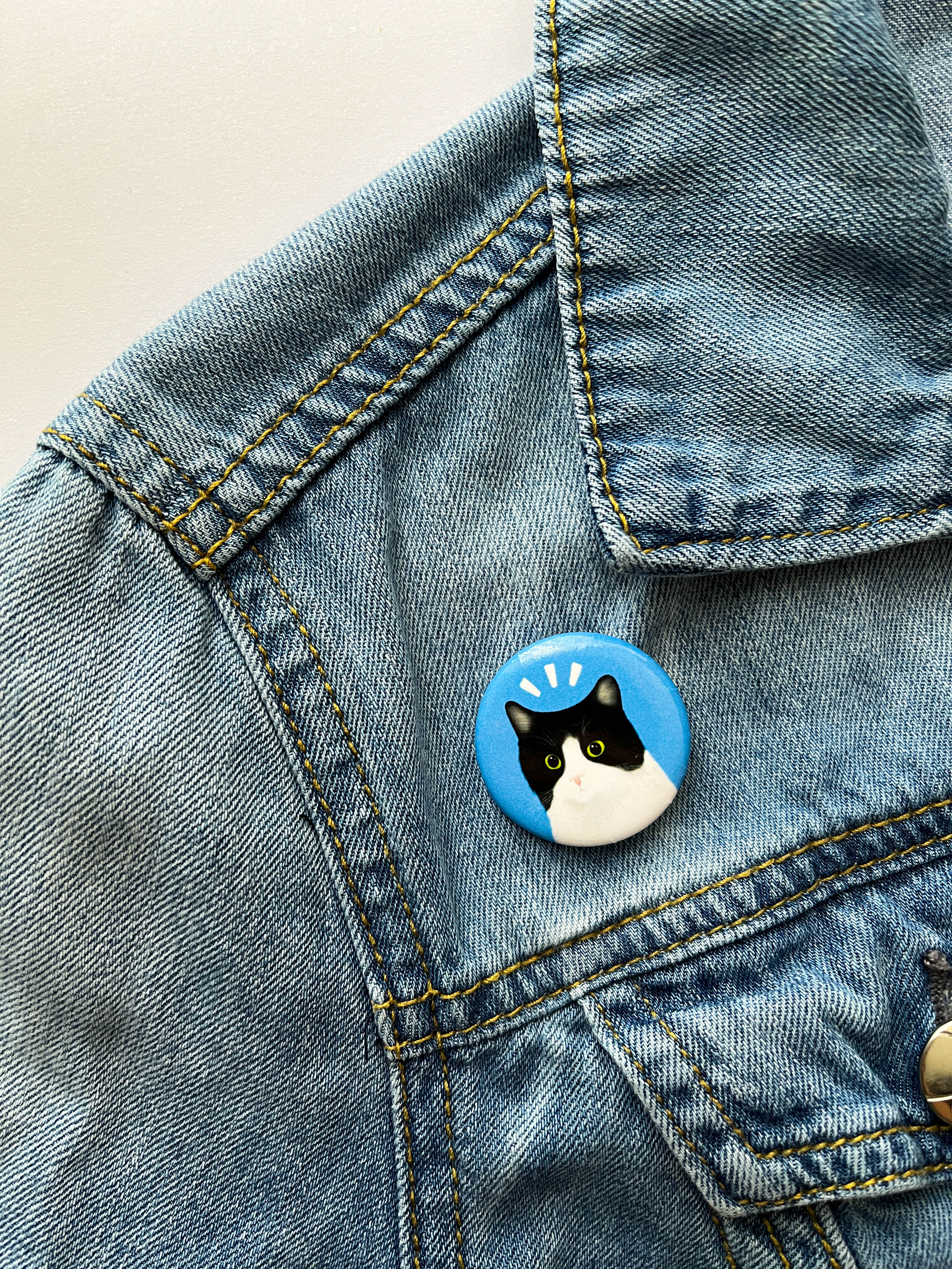 Shook Cat Round Button Pin, 1.25"