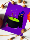 Spooky Cat & Frog 8 x 10 Art Print