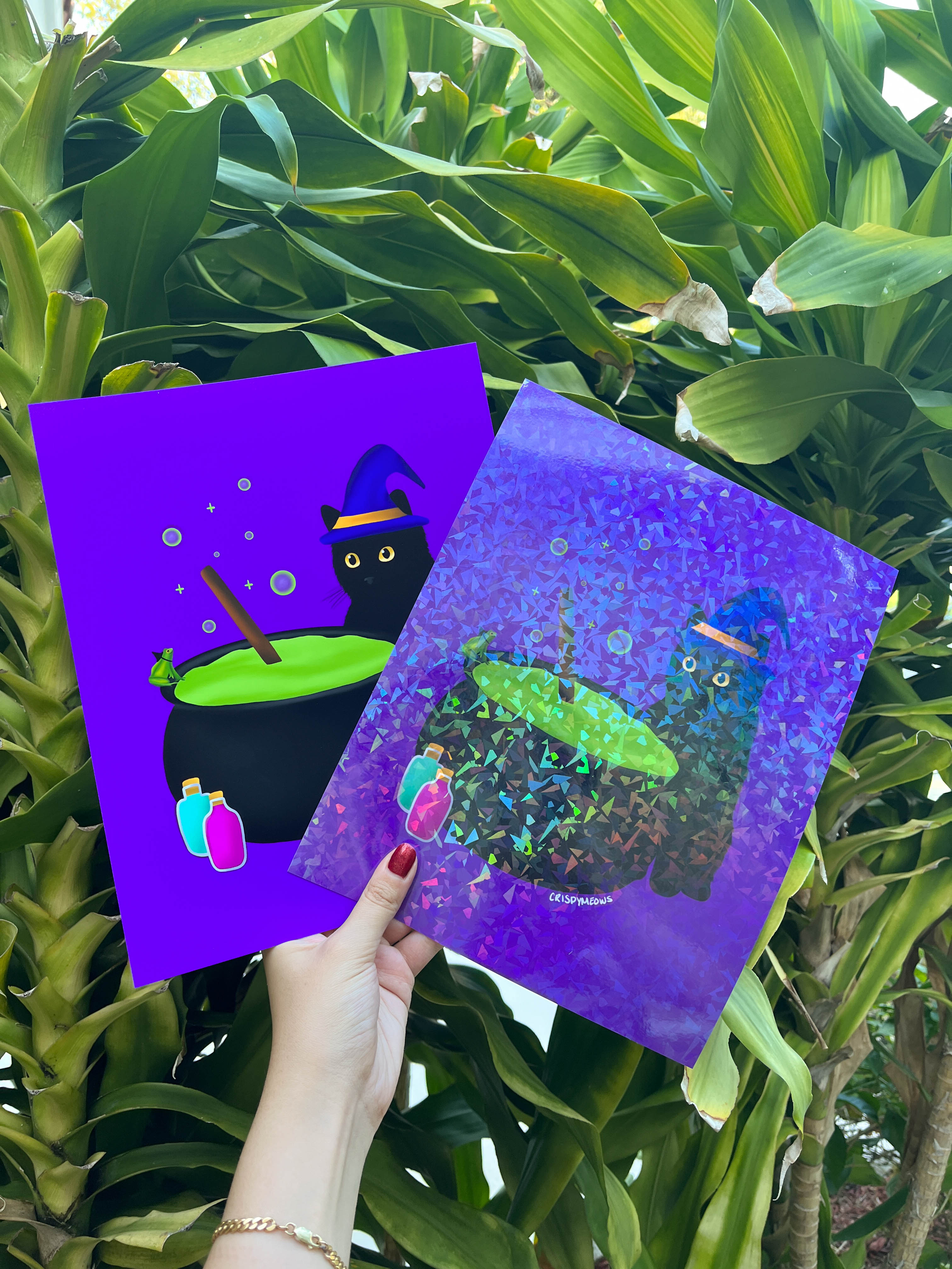 Spooky Cat & Frog 8 x 10 Art Print