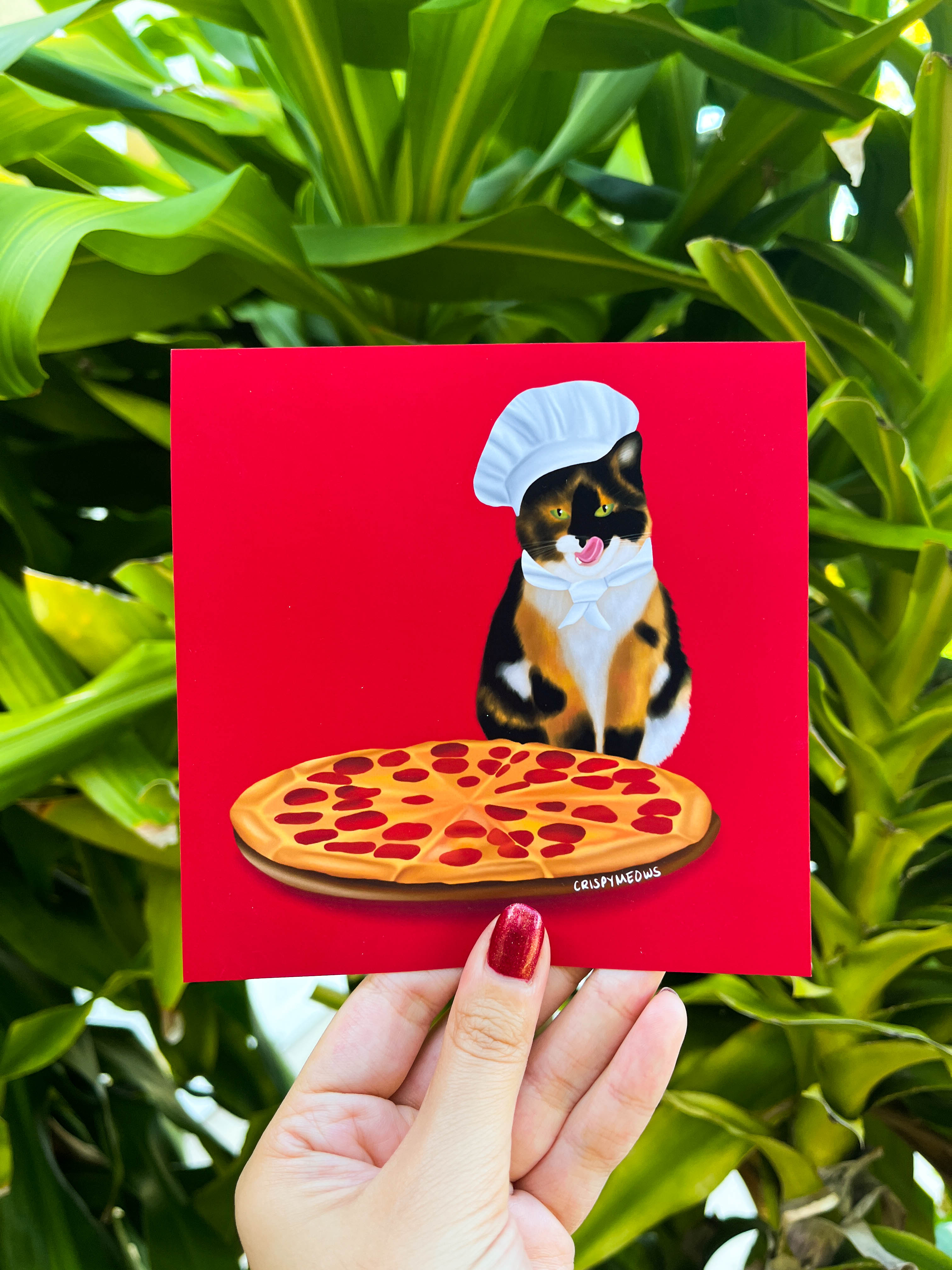 Pizza Cat, 5 x 5 Art Print