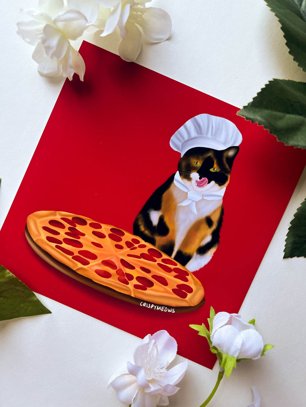 Pizza Cat, 5 x 5 Art Print