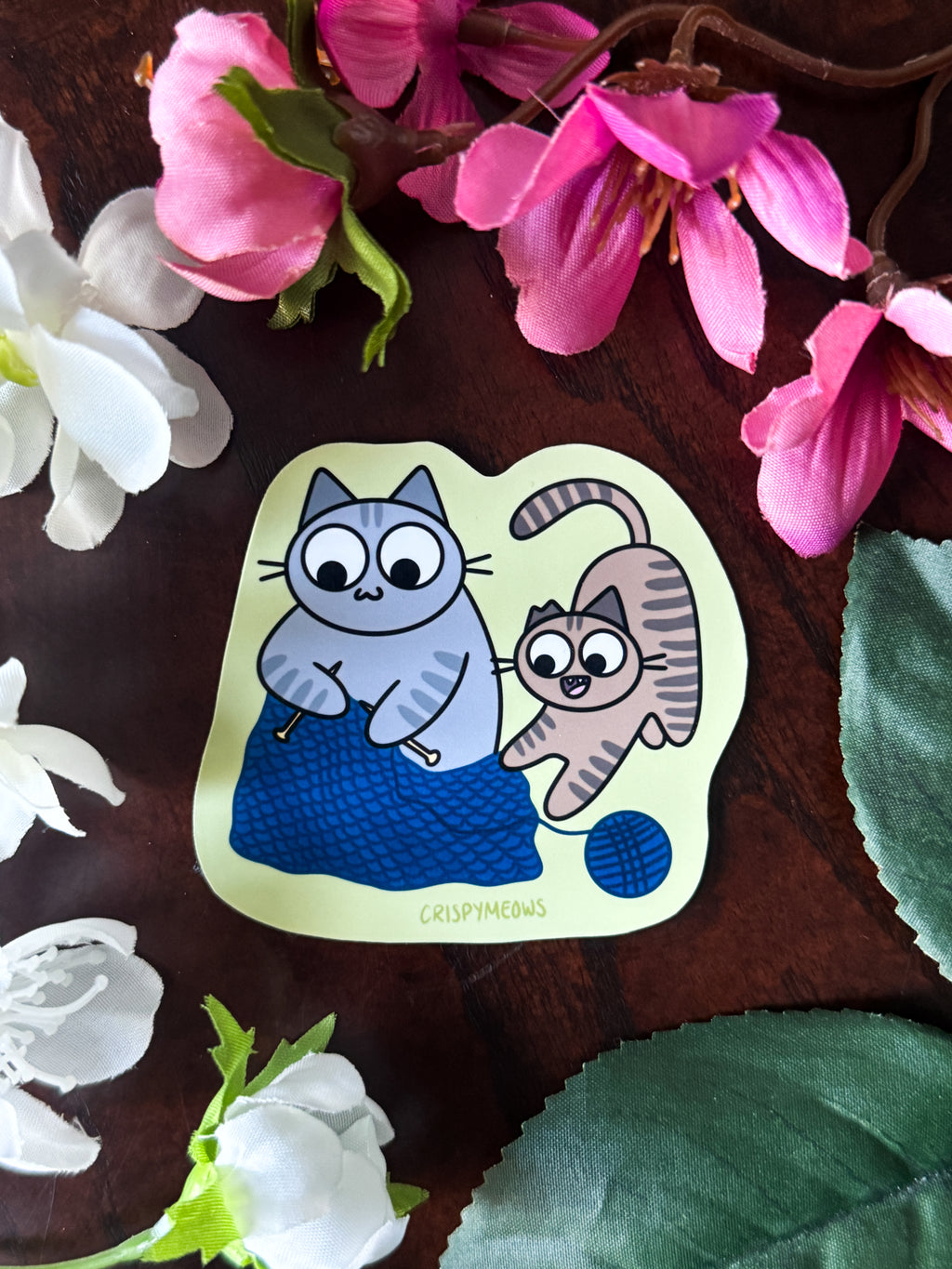 Knitting During Playtime Sticker