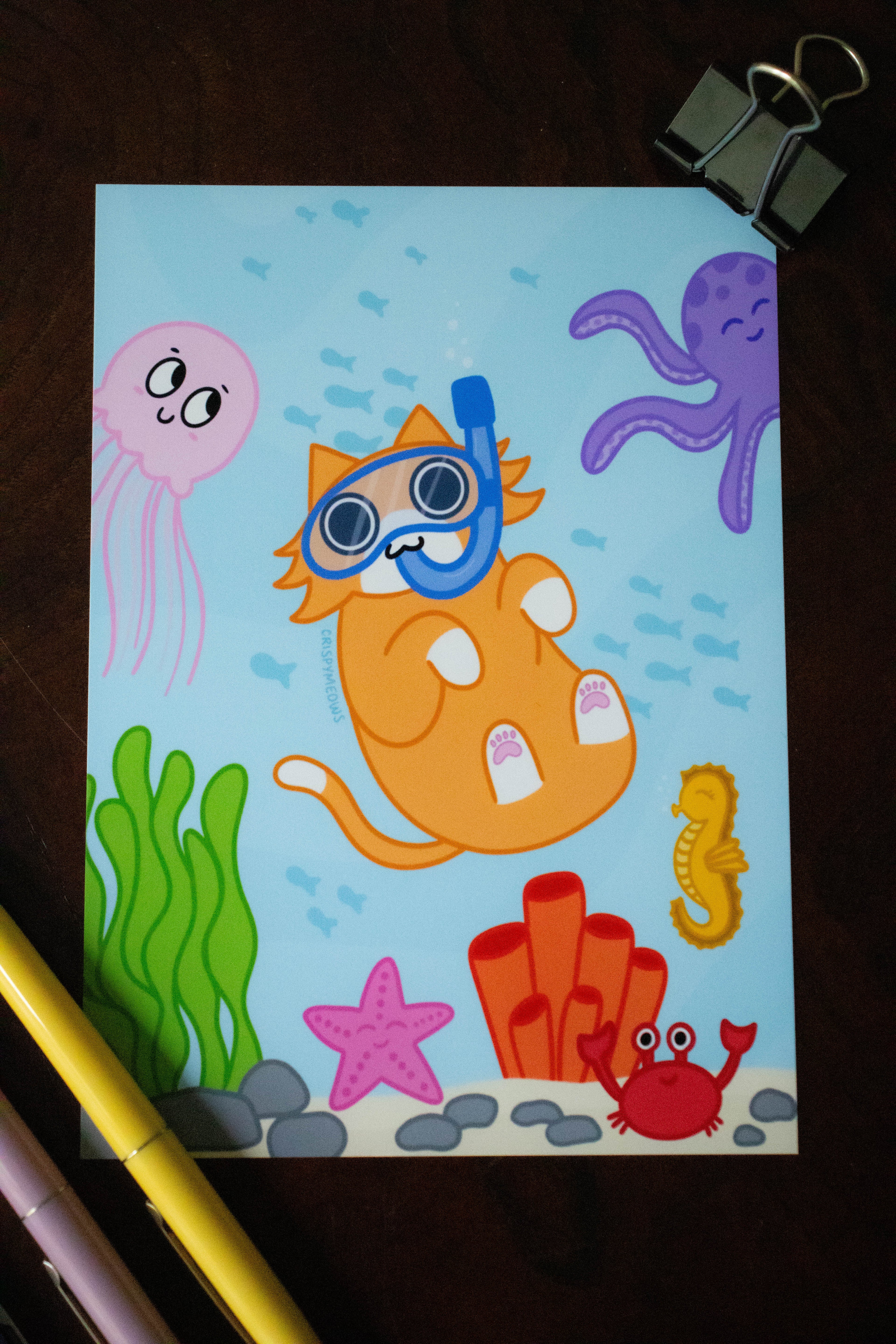 Scuba Cat Print