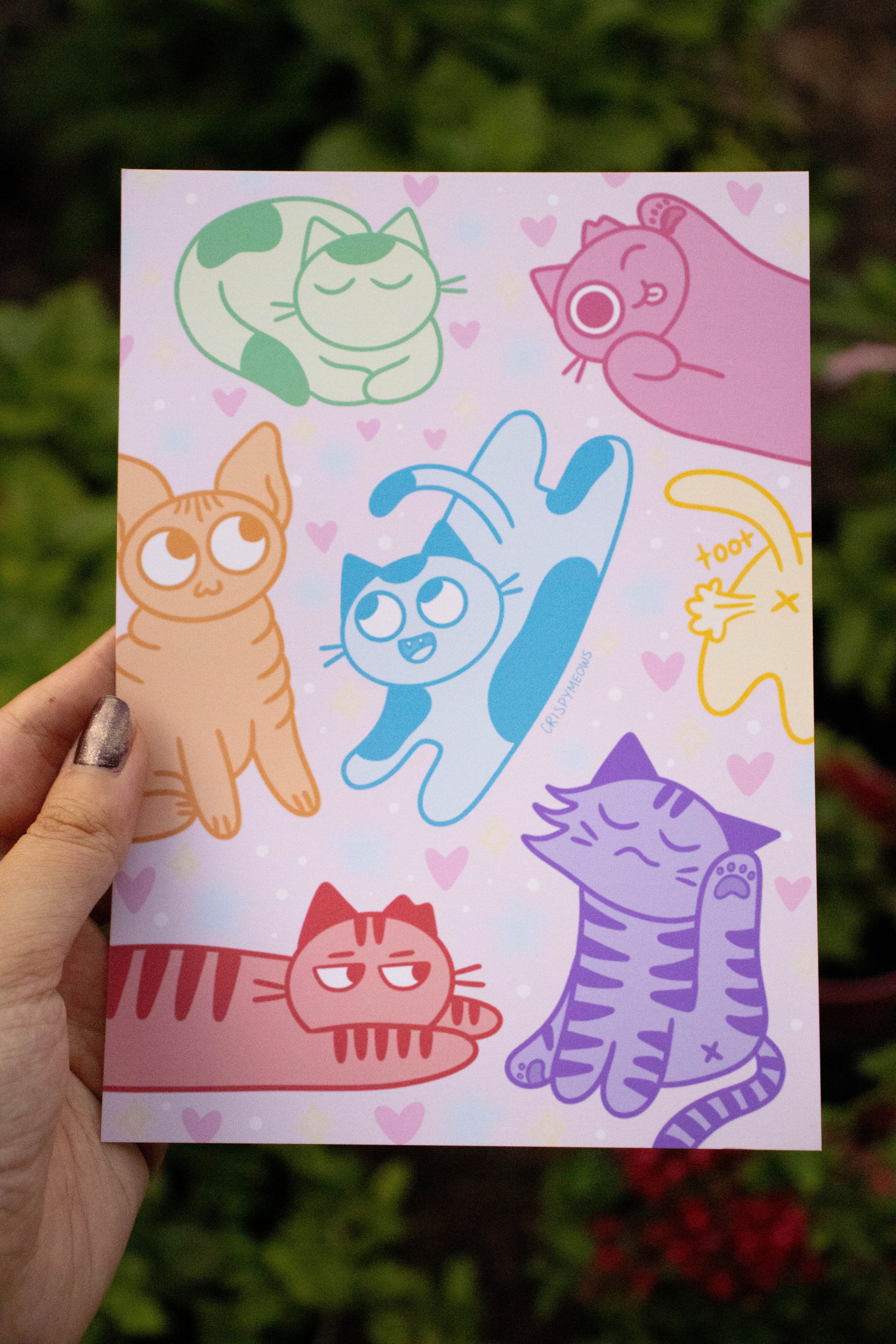 Whimsical Cat Party Print
