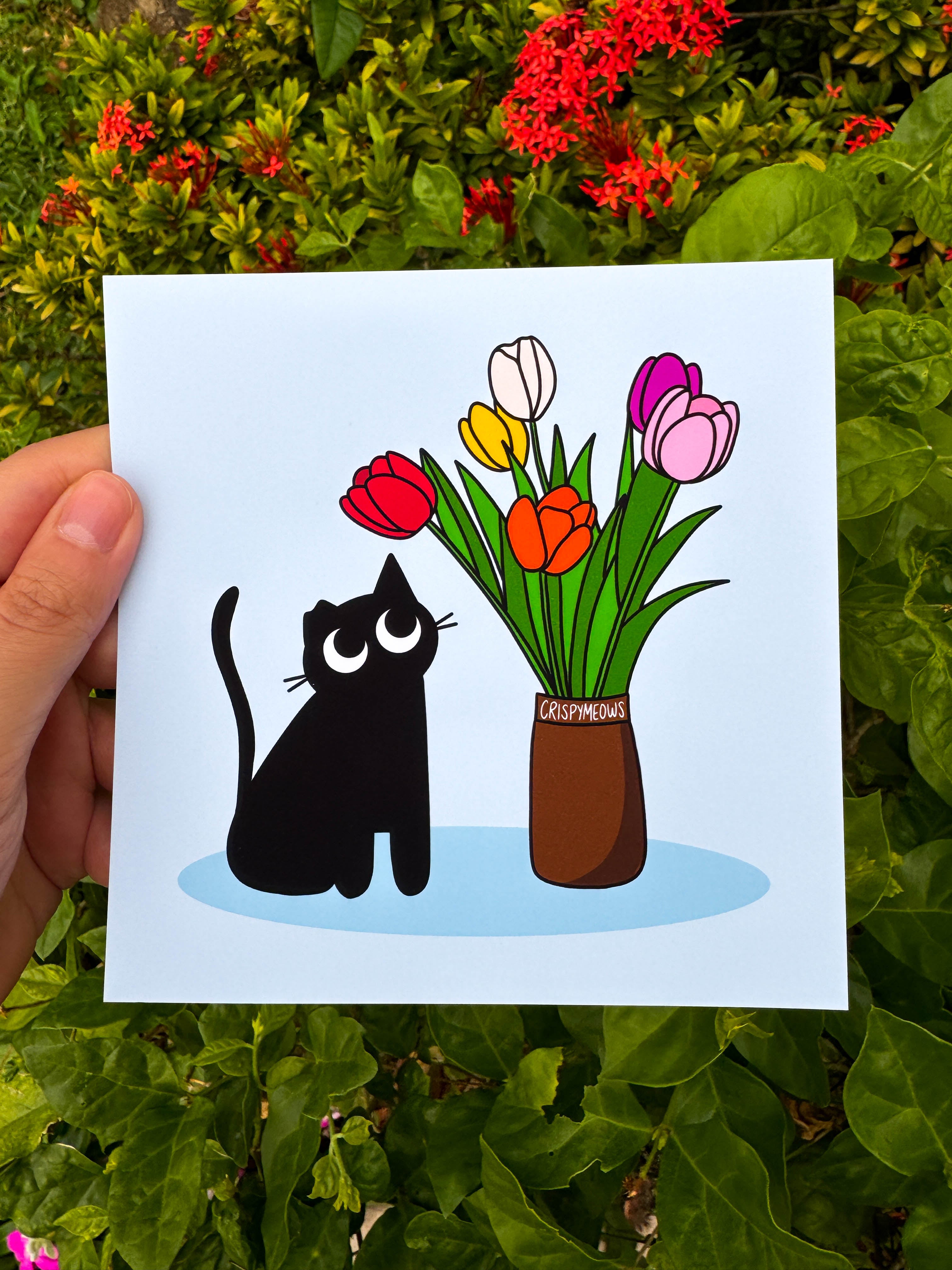 Flower Cats - 5 x 5 Print