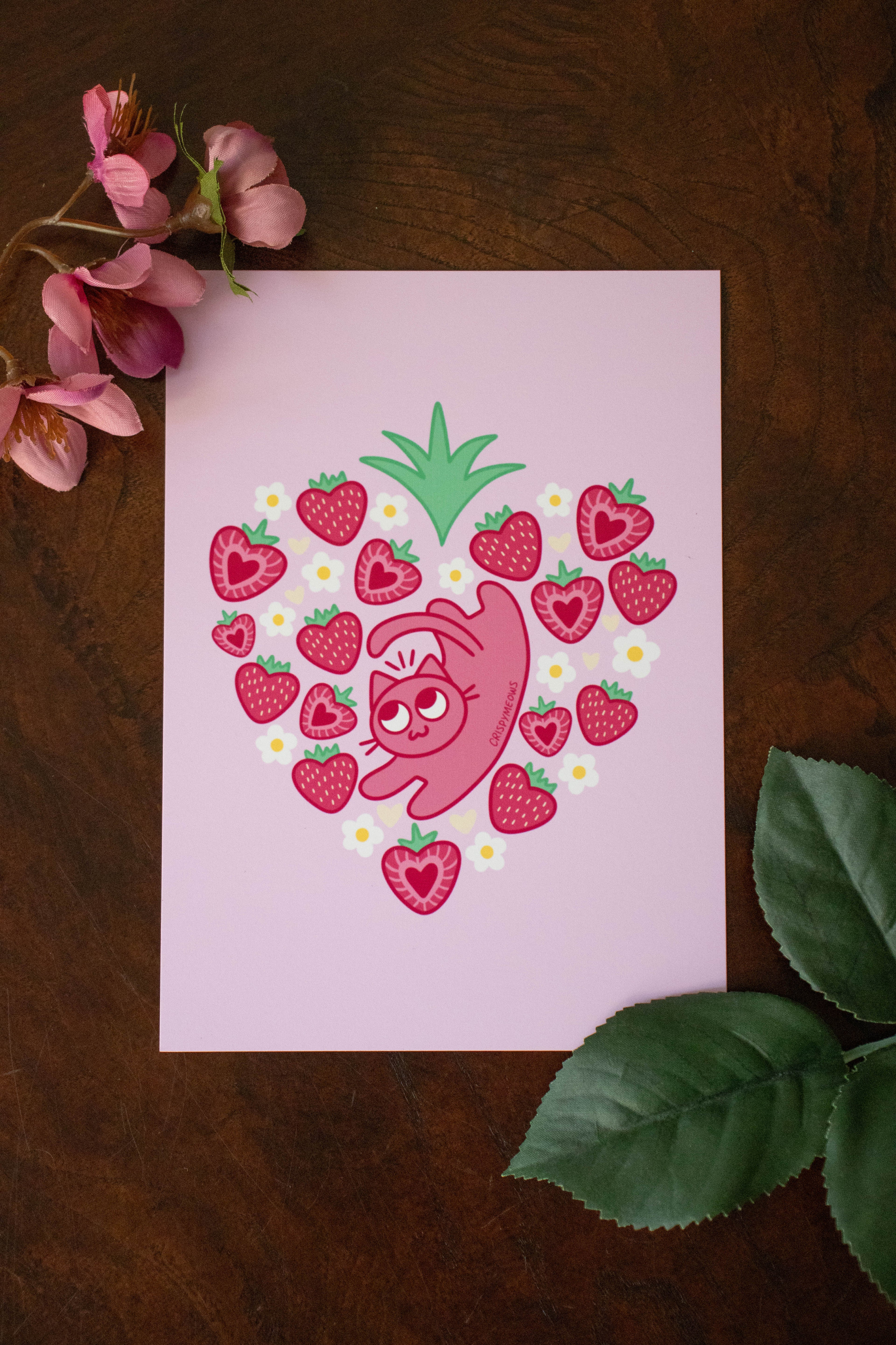 I Heart Strawberries Print