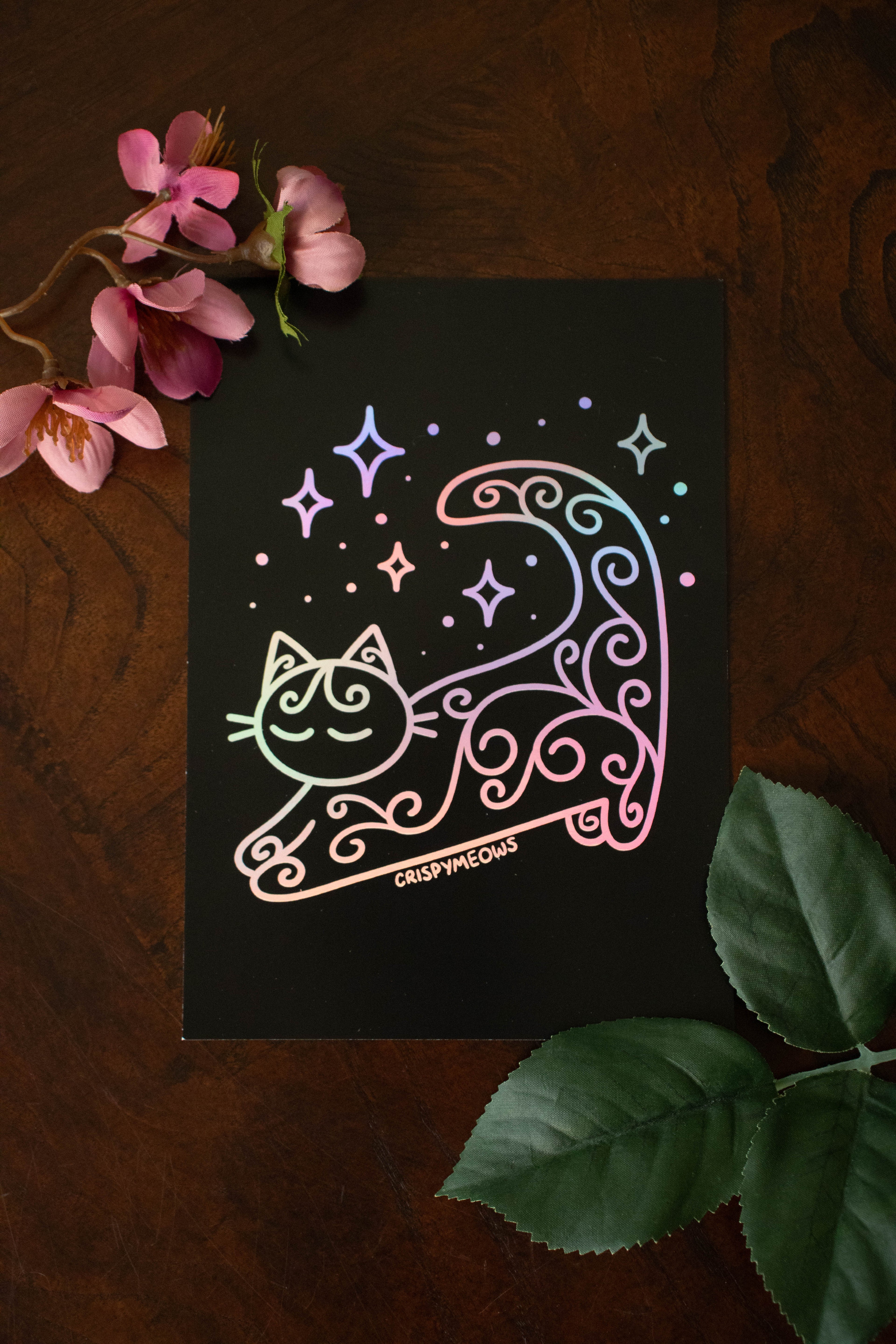 Iridescent Celestial Cat, 5 x 7 Print