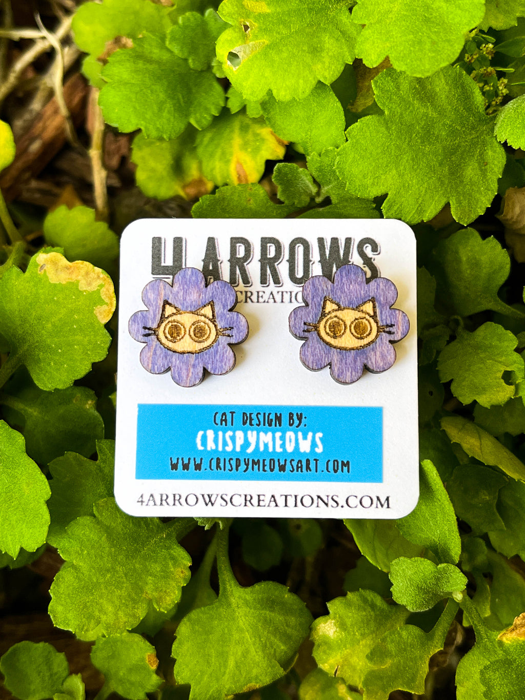 Cat Flower Studs