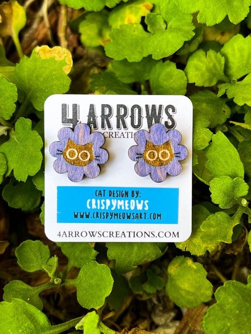 Cat Flower Studs