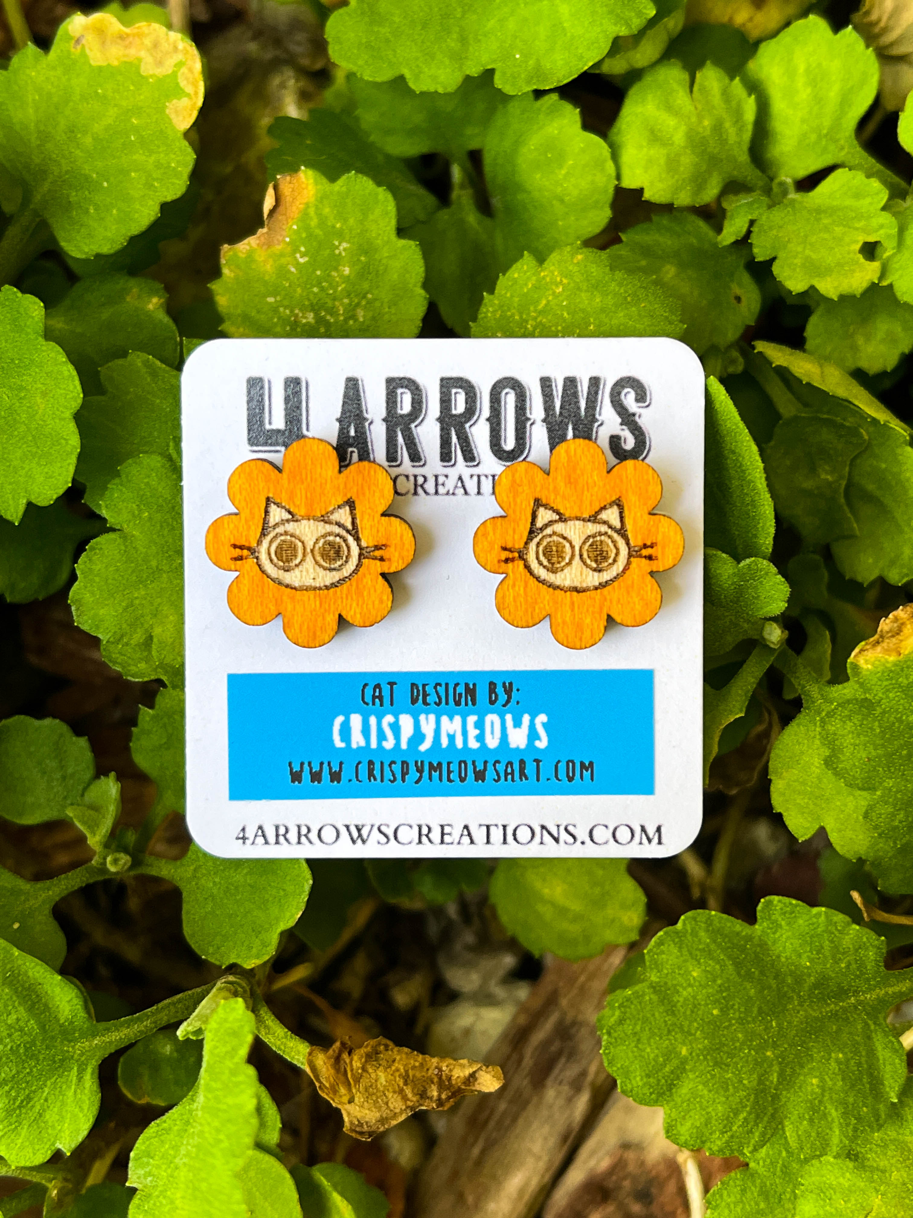 Cat Flower Studs