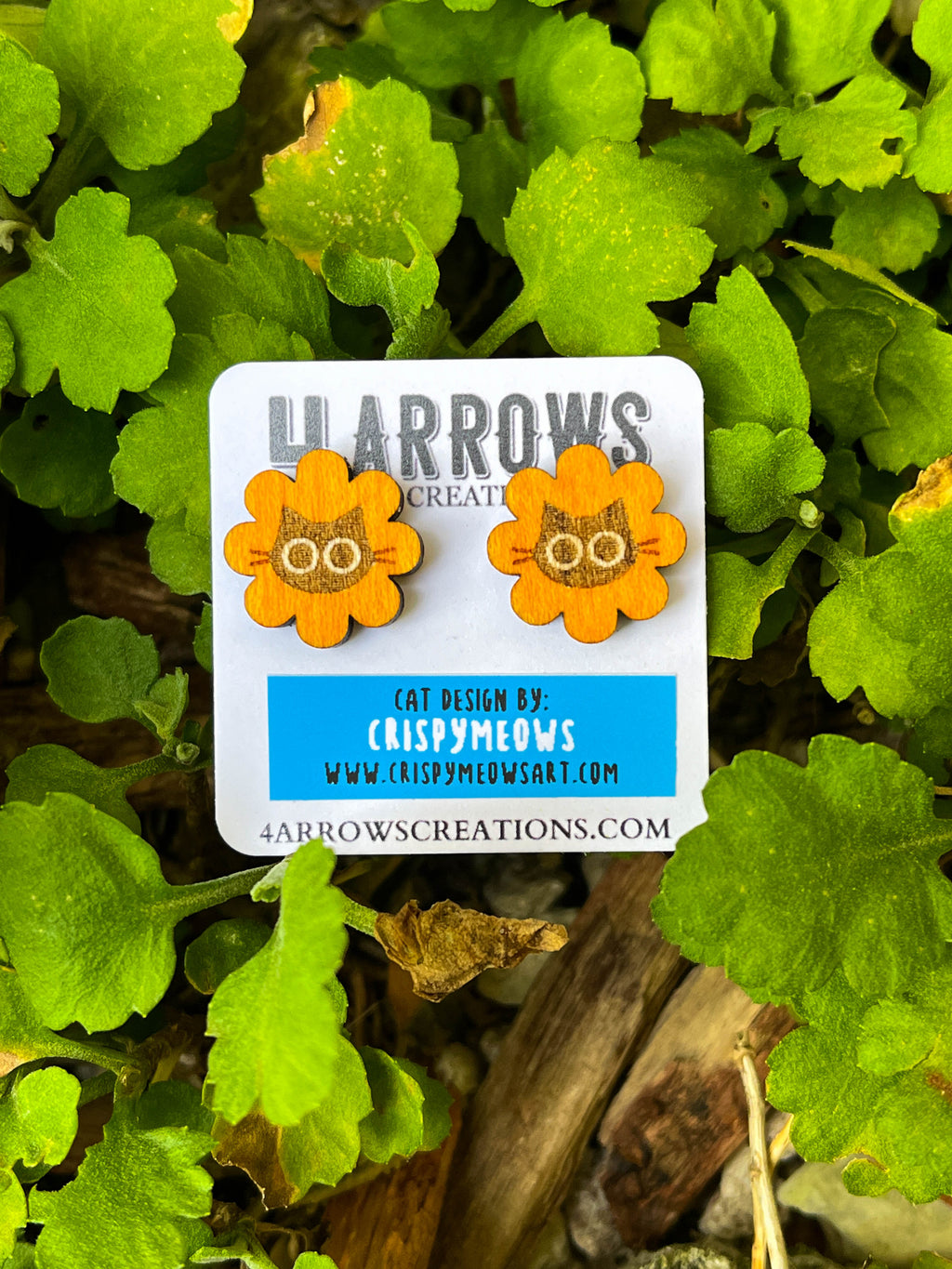 Cat Flower Studs
