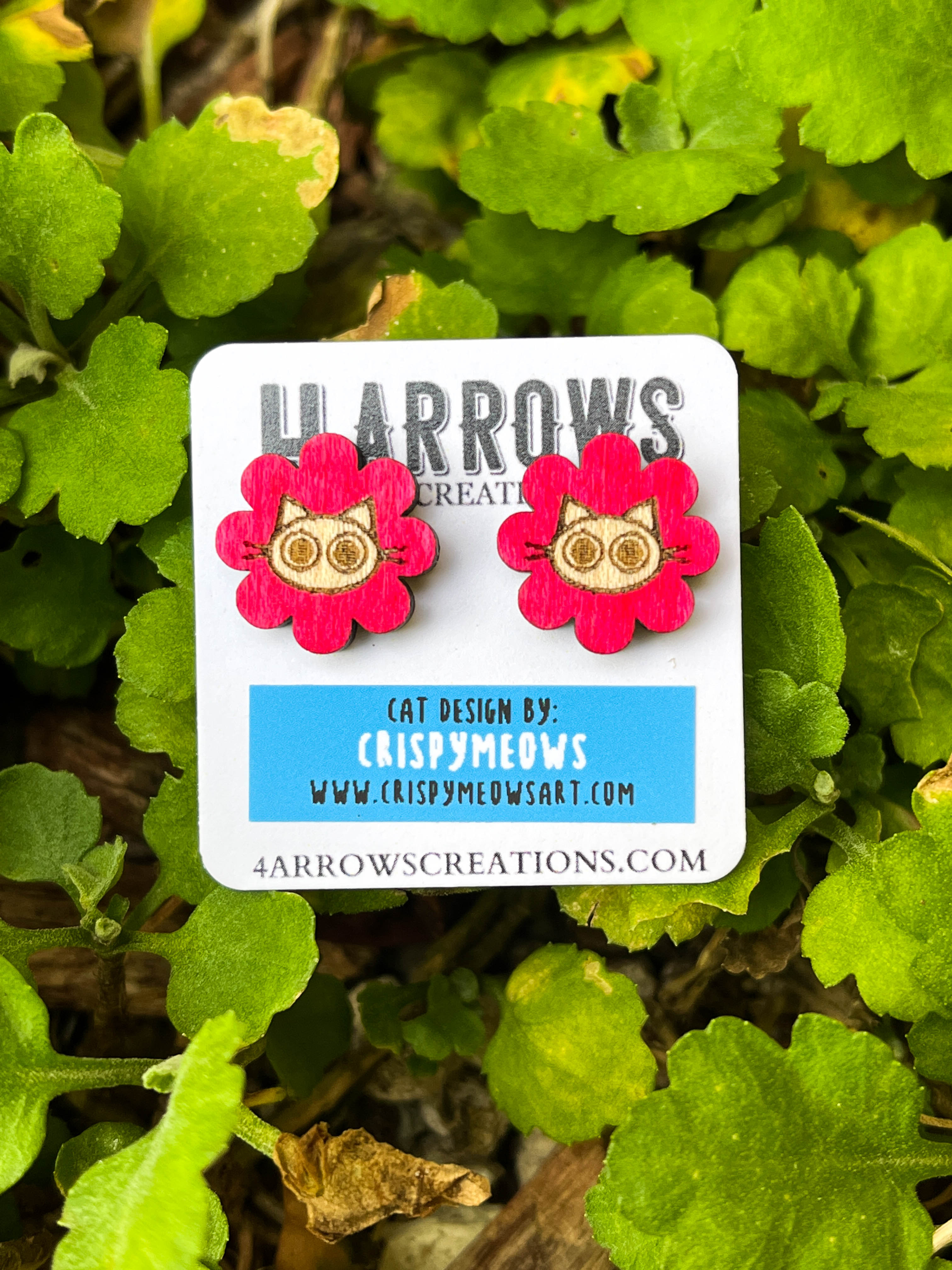 Cat Flower Studs