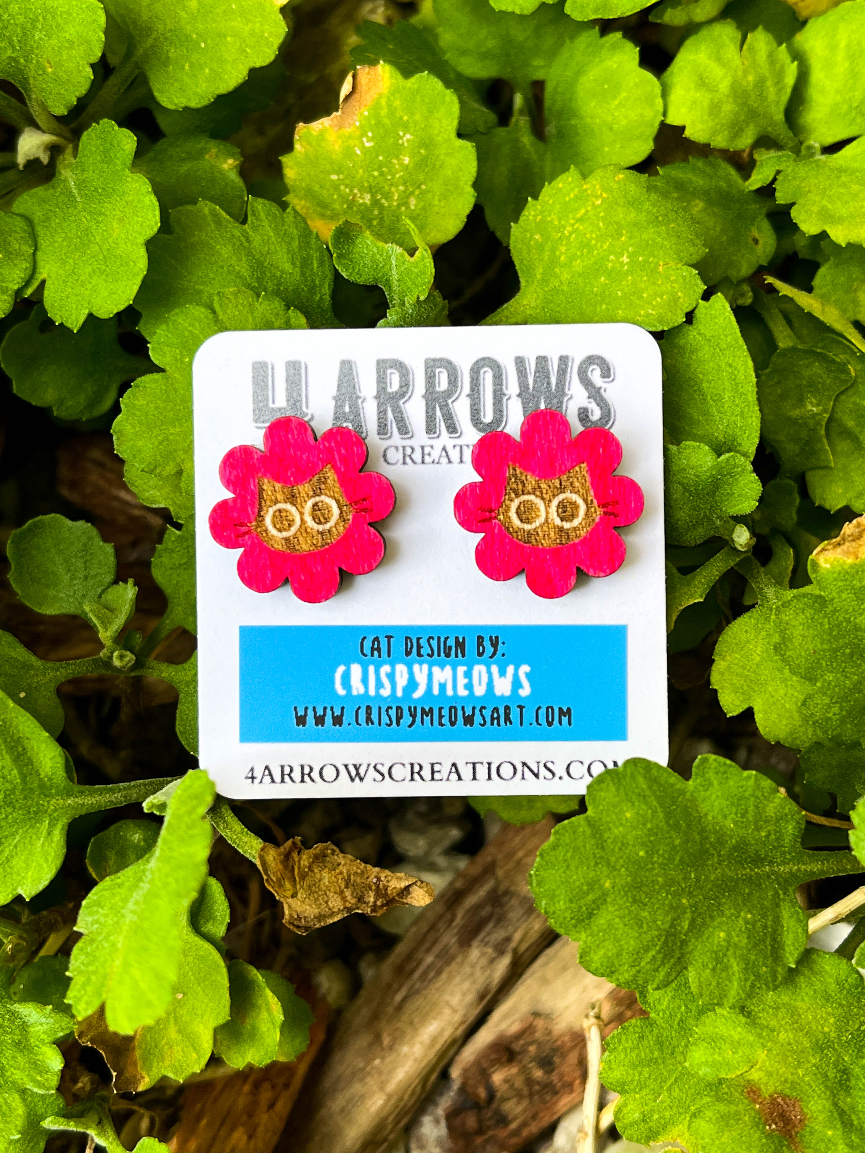 Cat Flower Studs