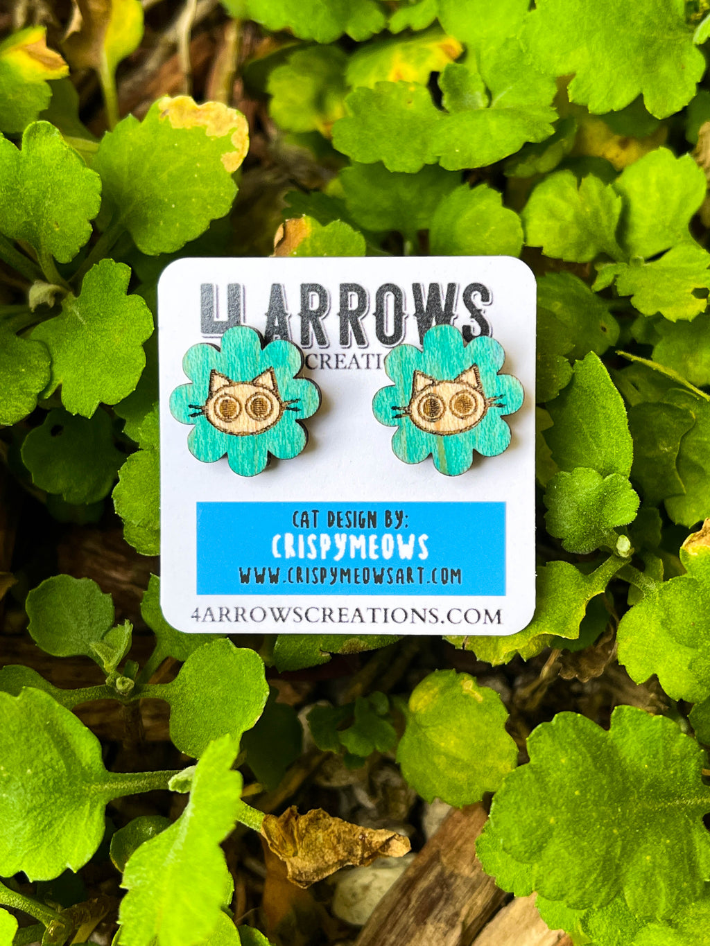 Cat Flower Studs