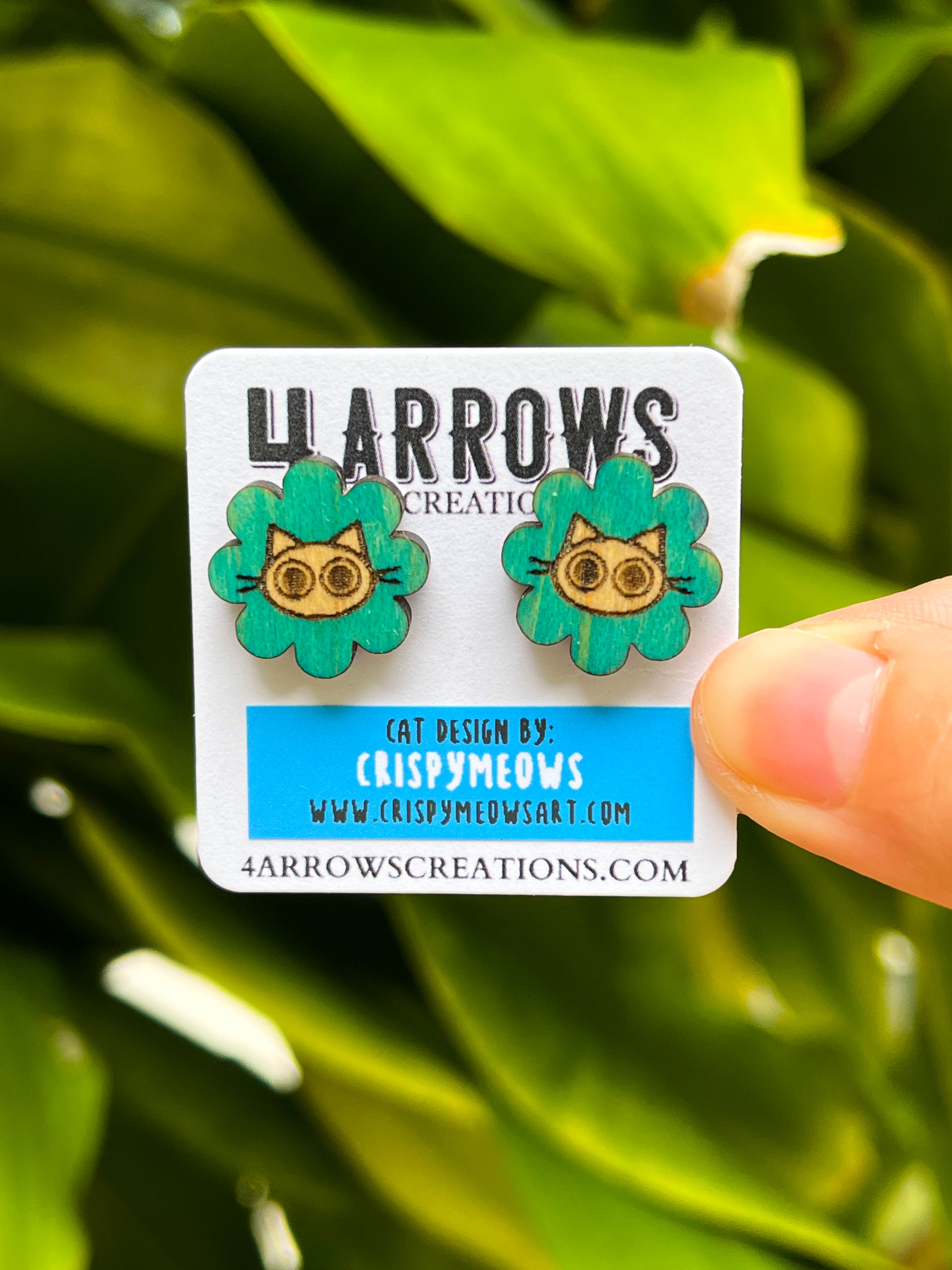 Cat Flower Studs