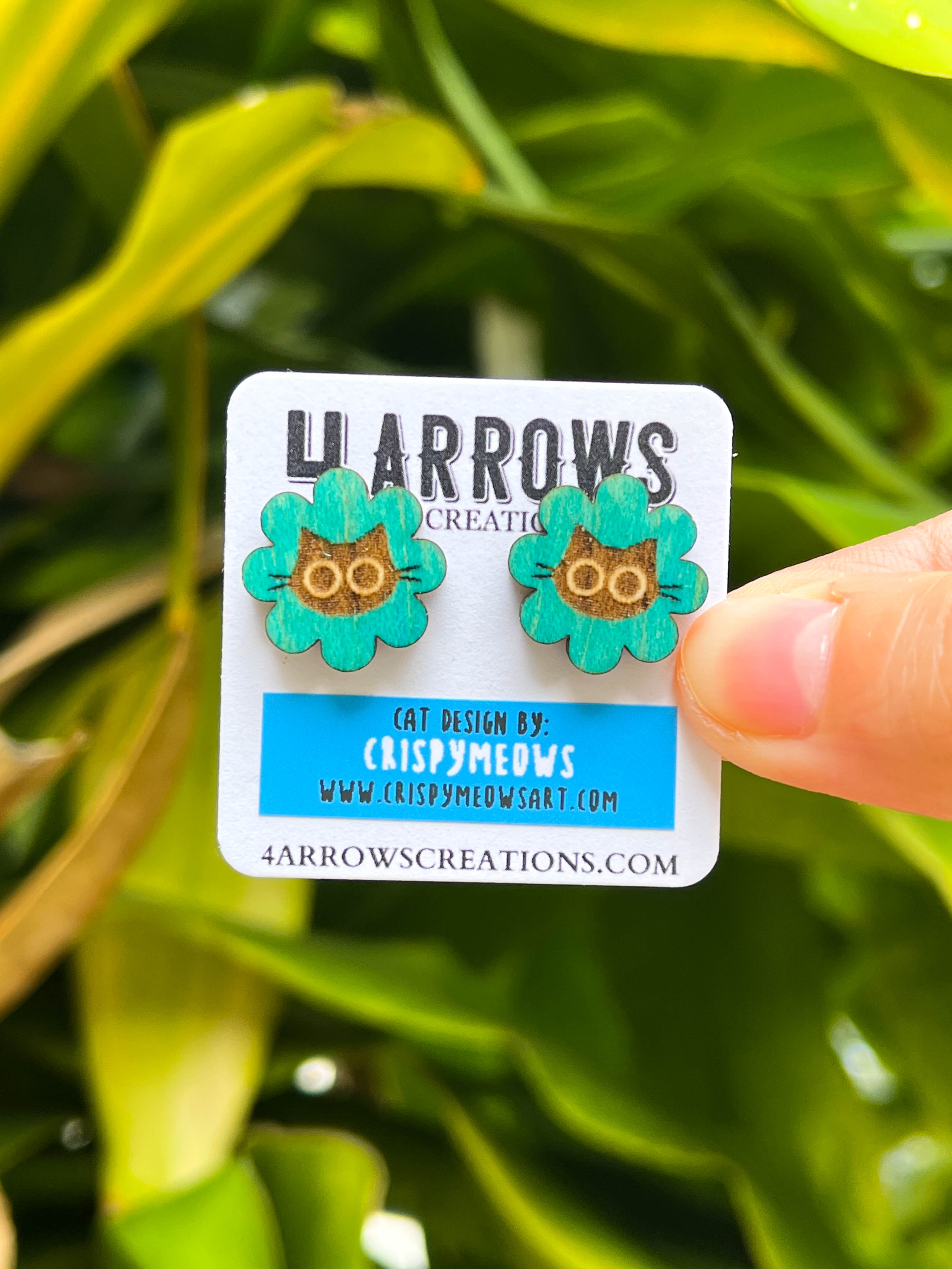 Cat Flower Studs