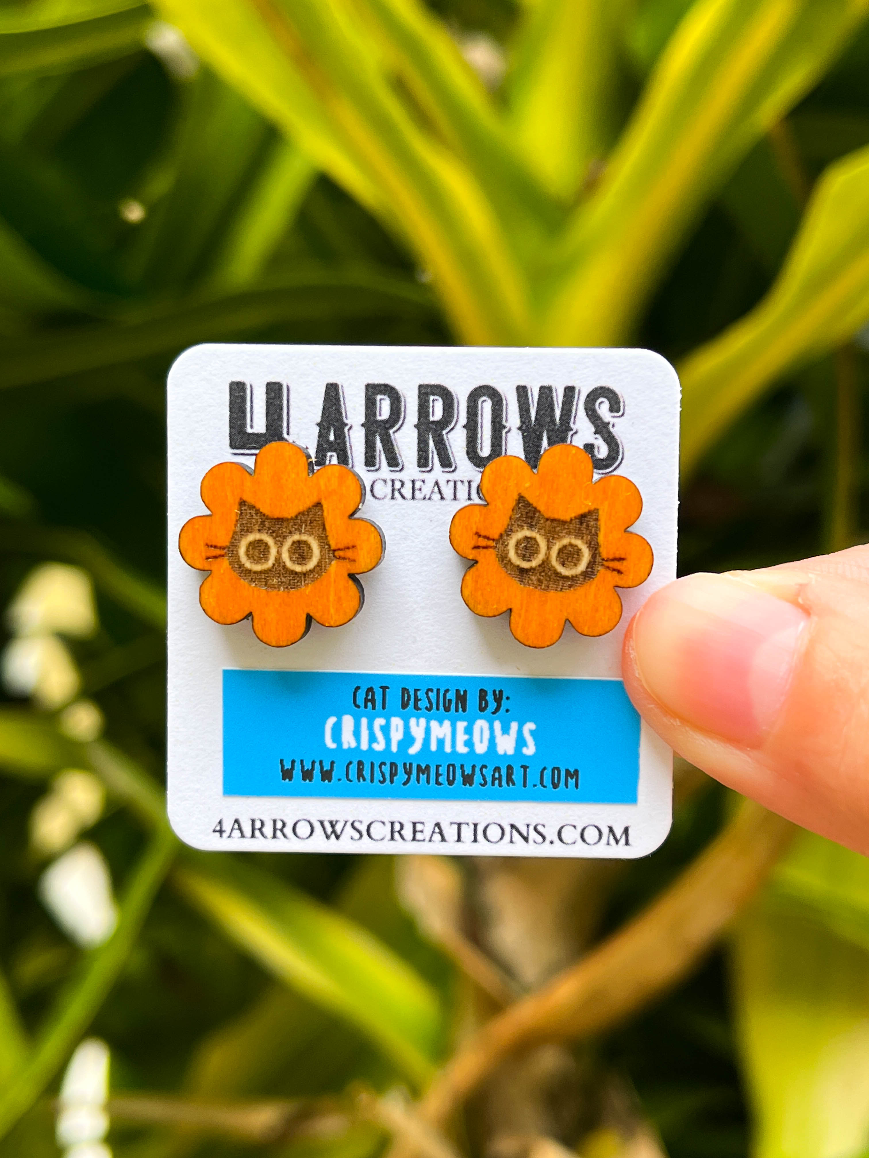 Cat Flower Studs