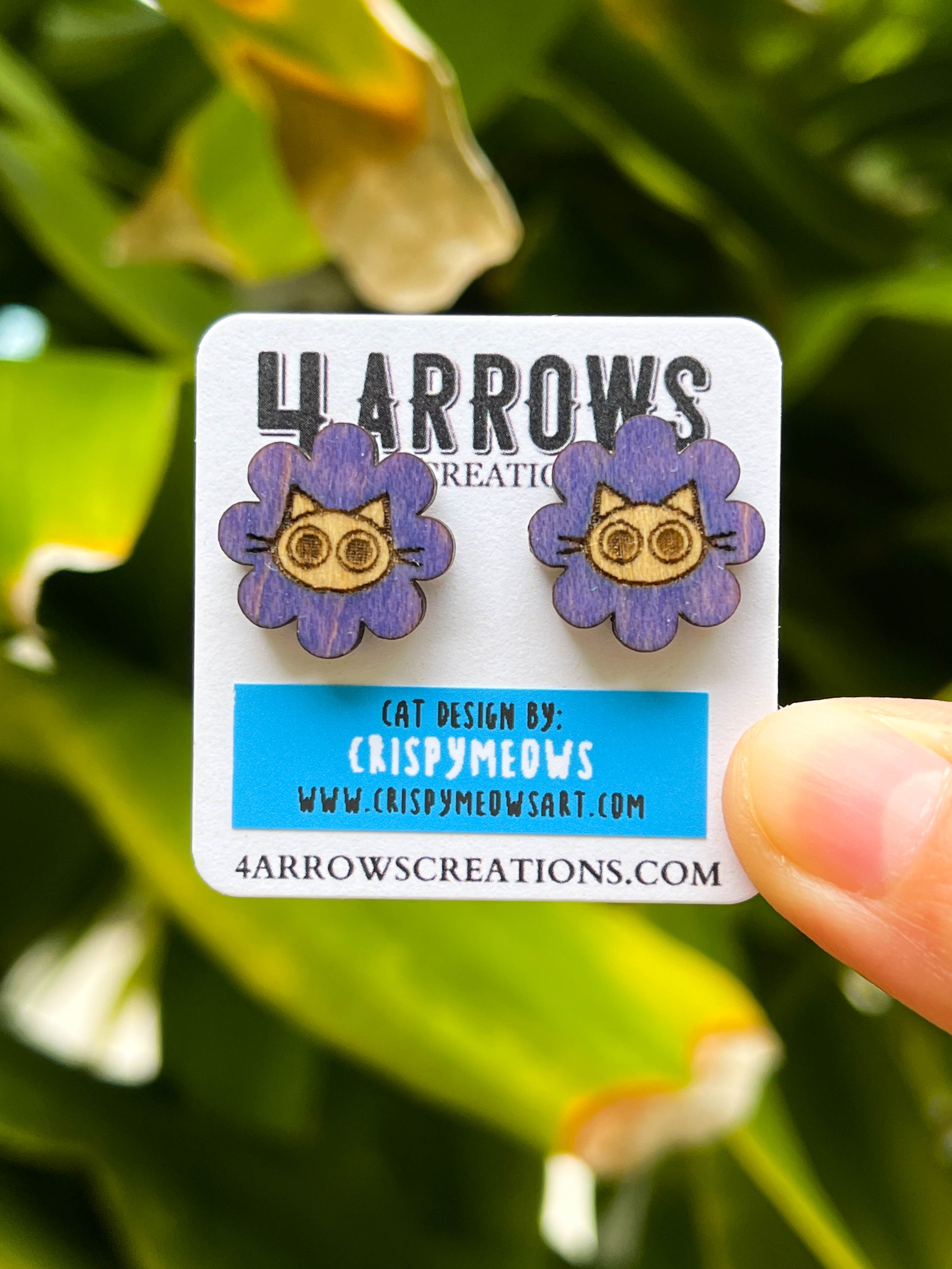 Cat Flower Studs