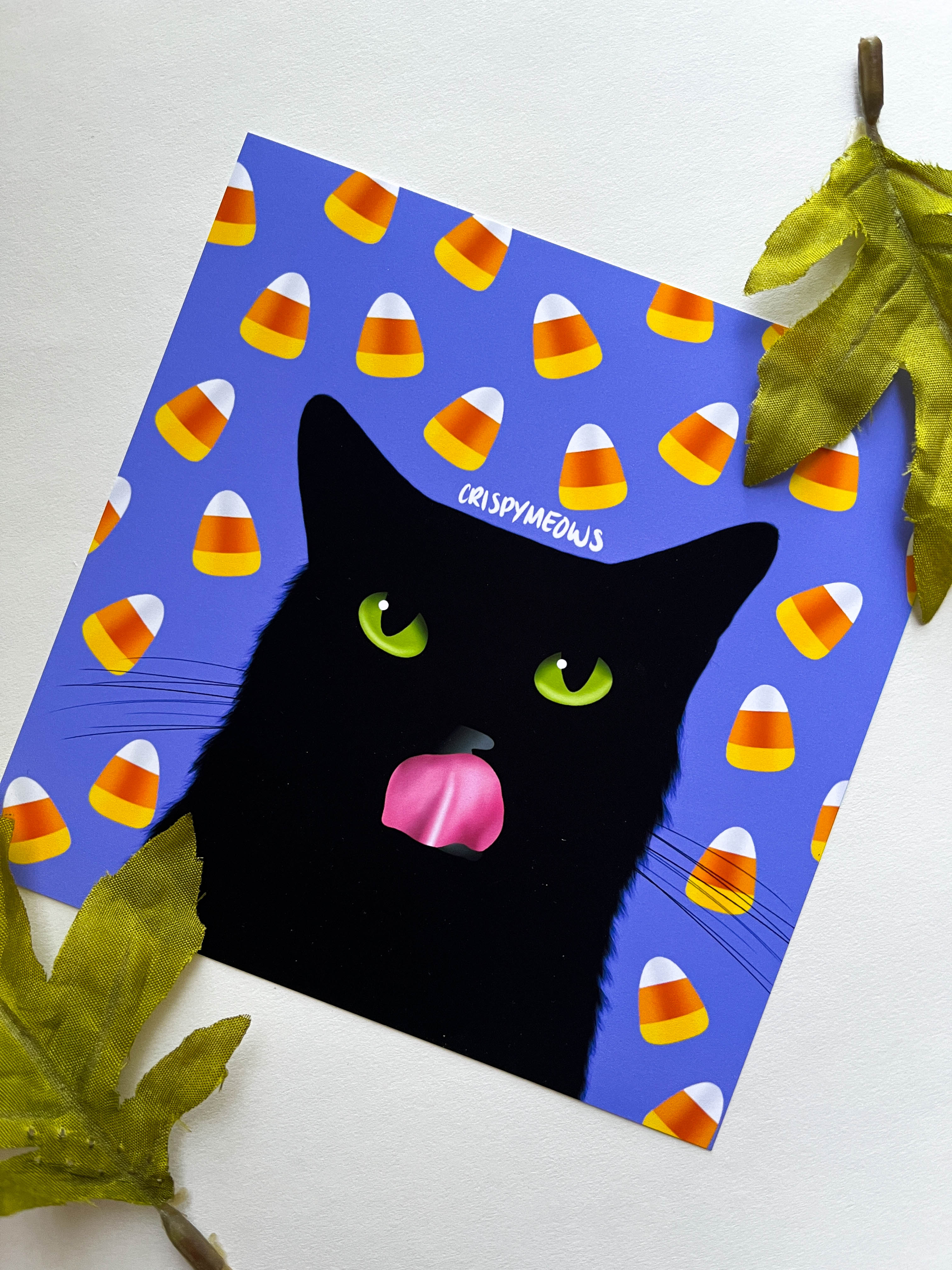 Candy Corn Cat, 5 x 5 Print