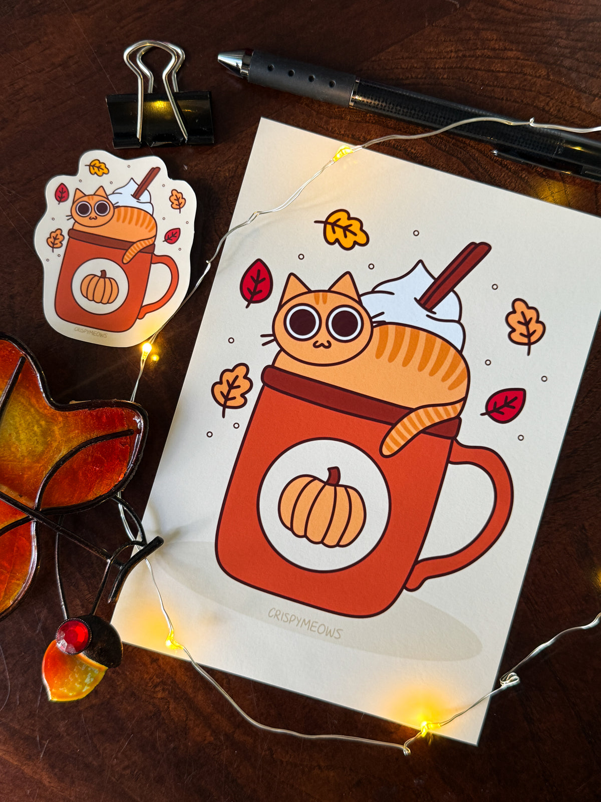 Purrmpkin Spice Kitty, 5 x 7 Print