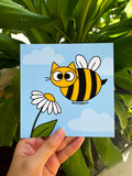 Cat Bee, 5 x 5 Print