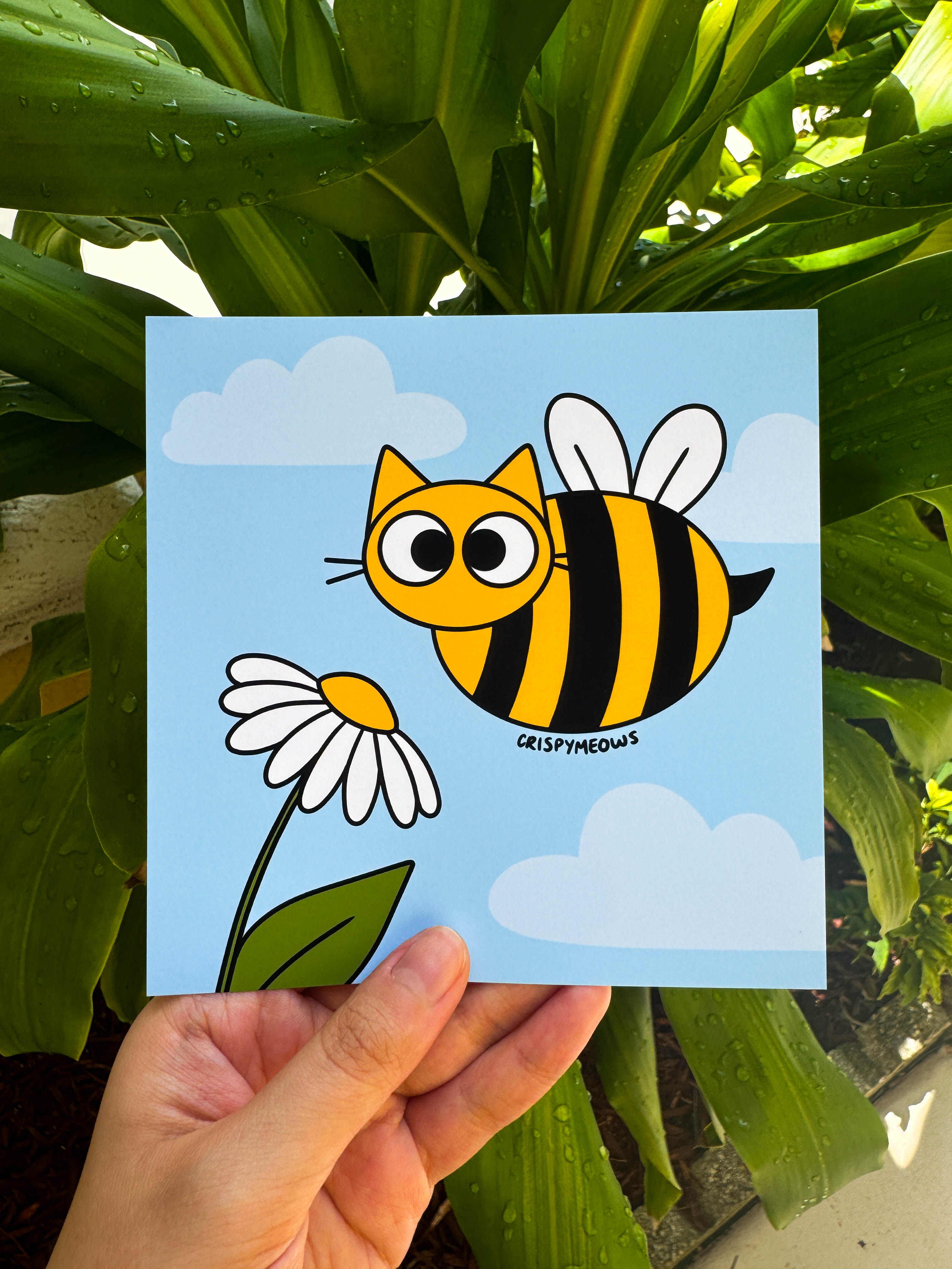 Cat Bee, 5 x 5 Print