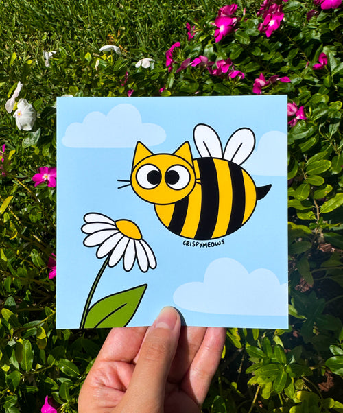 Cat Bee, 5 x 5 Print
