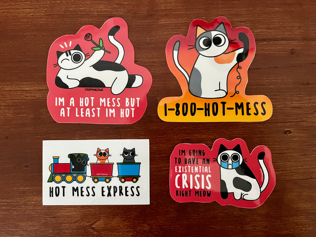 Hot Mess Cat Stickers