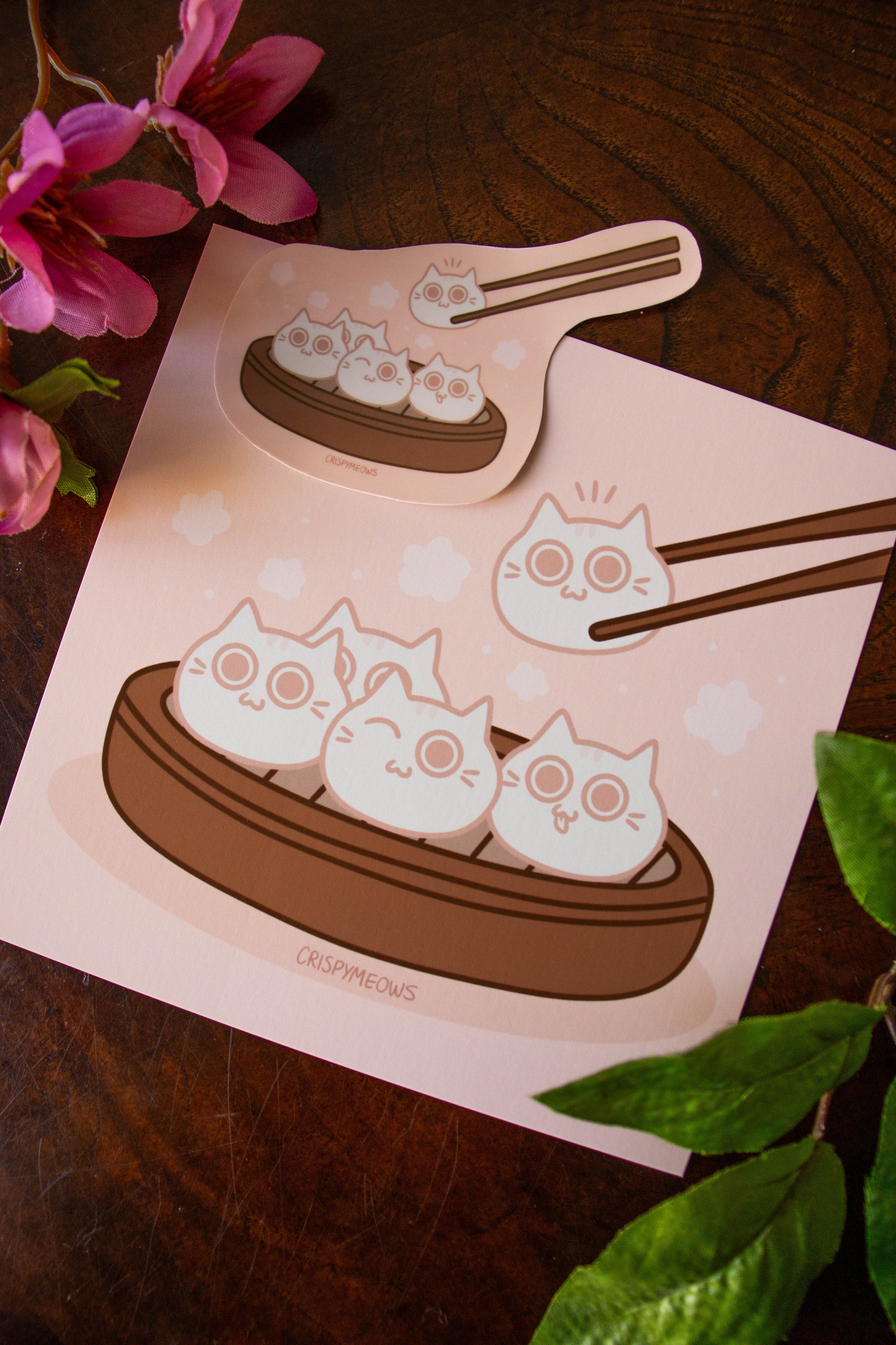 Dumpling Kitties, 5 x 5 Print