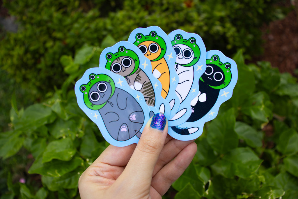 Cat with Froggie Hat Sticker