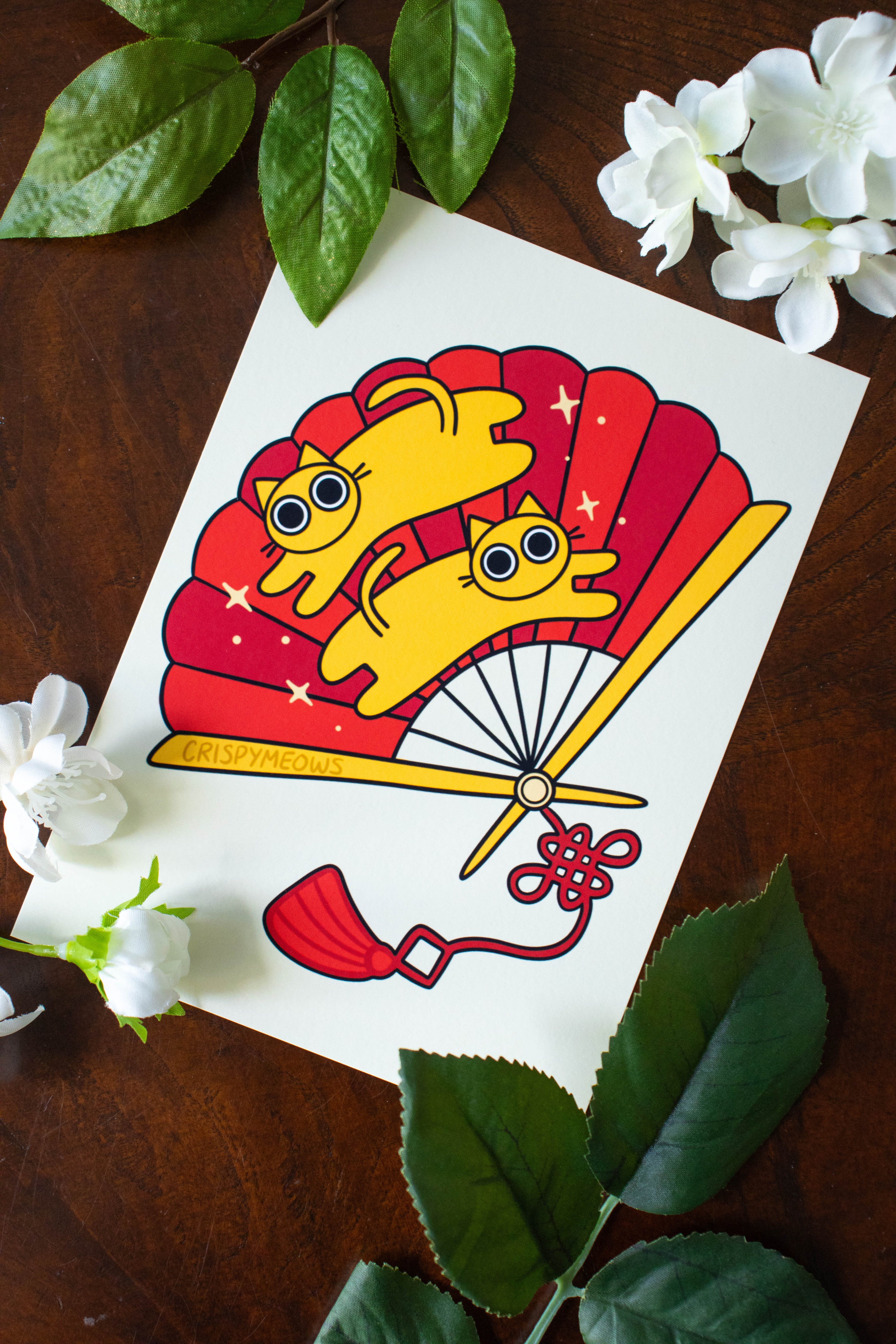 Cat Fan, 5 x 7 Print