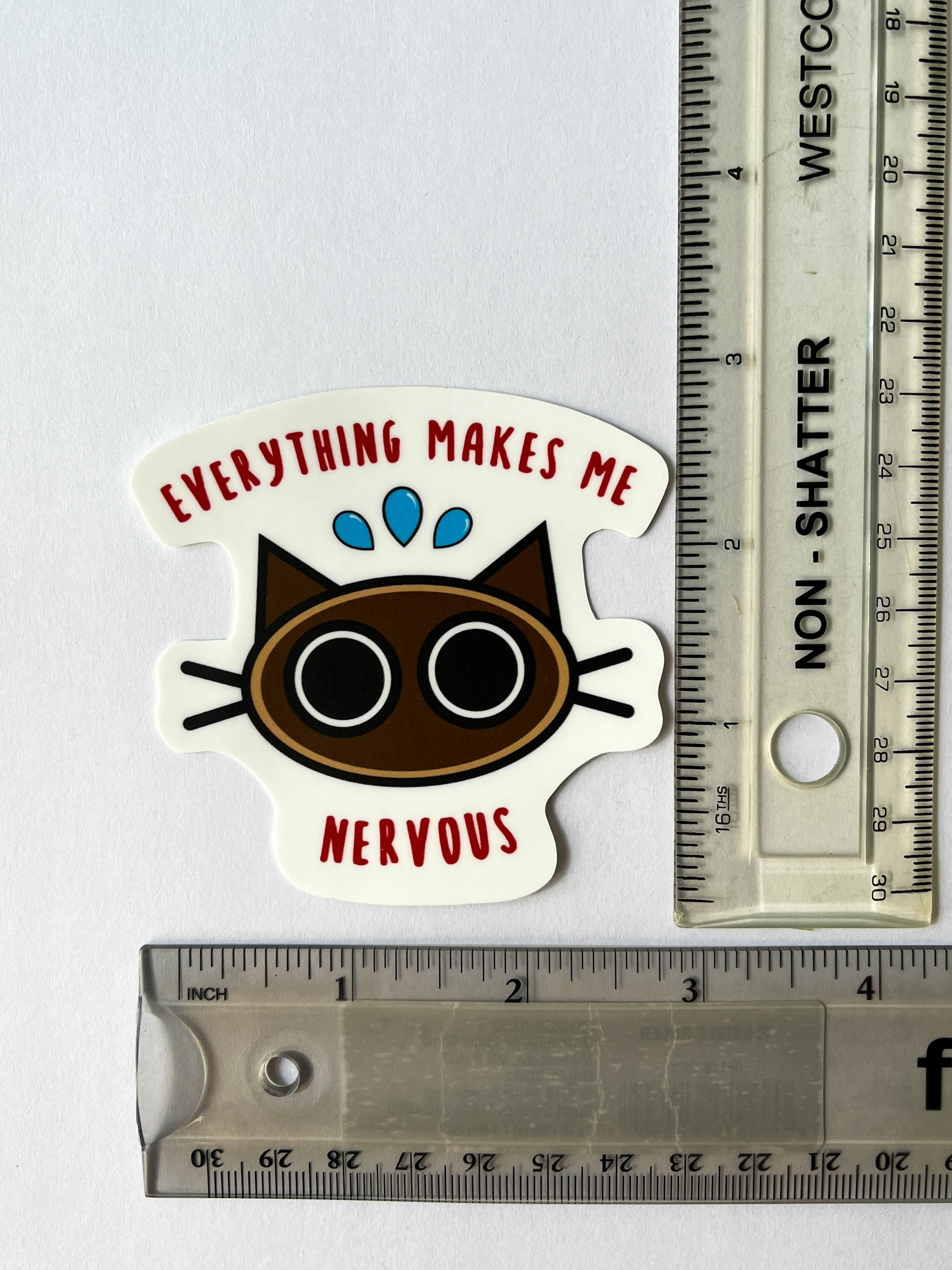 Everything Makes Me Nervous Cat Sticker