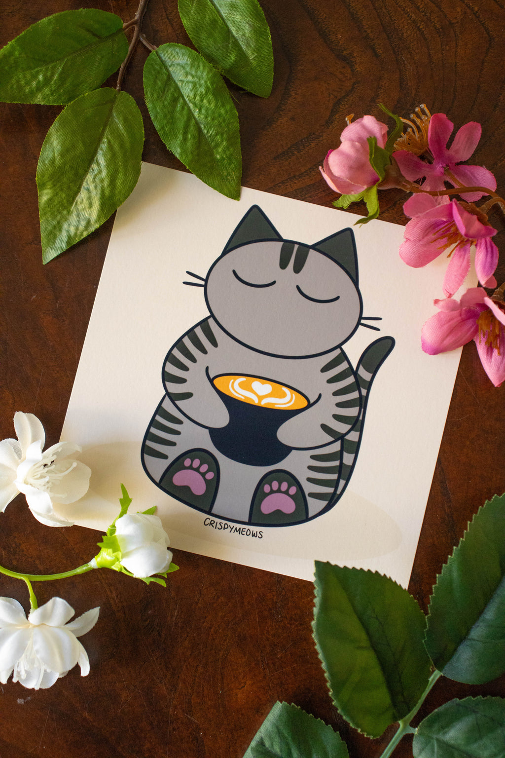 Coffee Cat, 5 x 5 Print