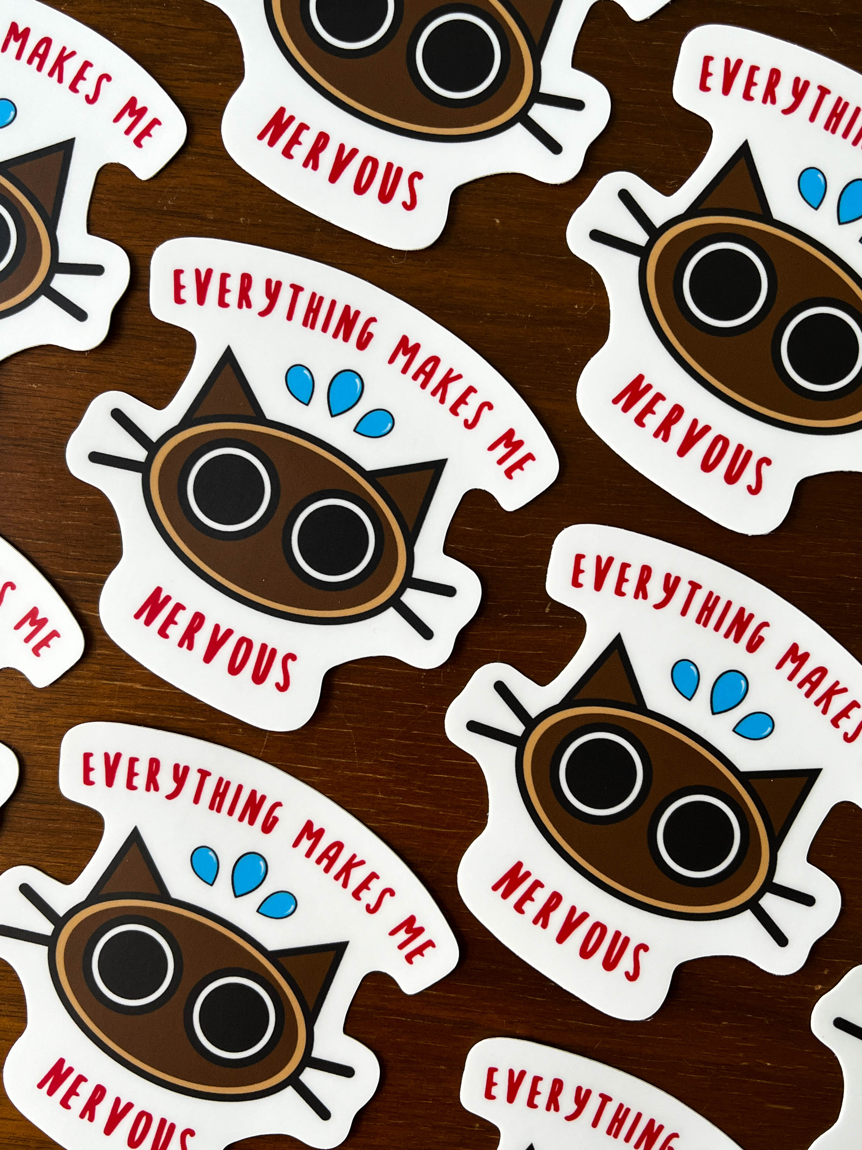 Everything Makes Me Nervous Cat Sticker