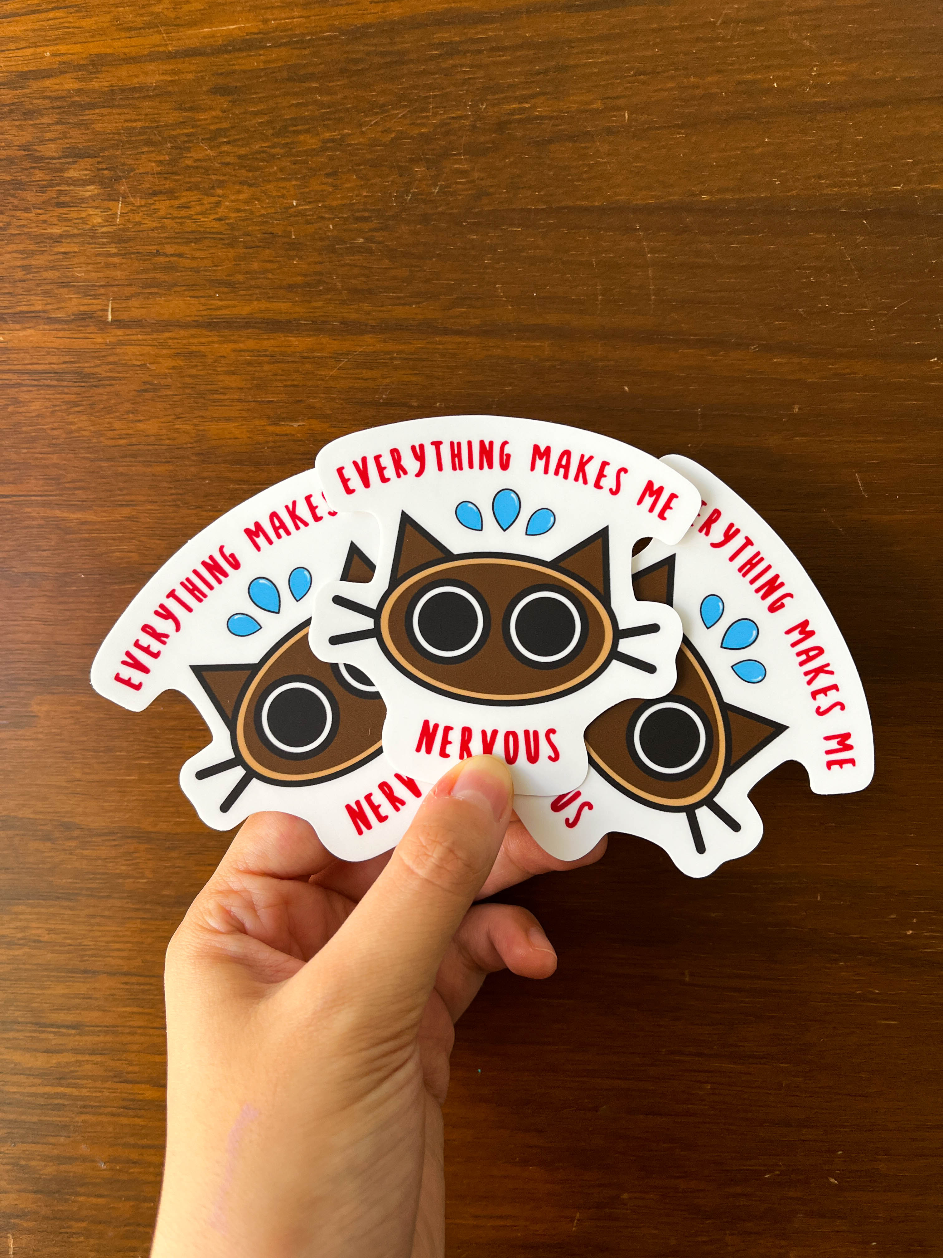 Everything Makes Me Nervous Cat Sticker