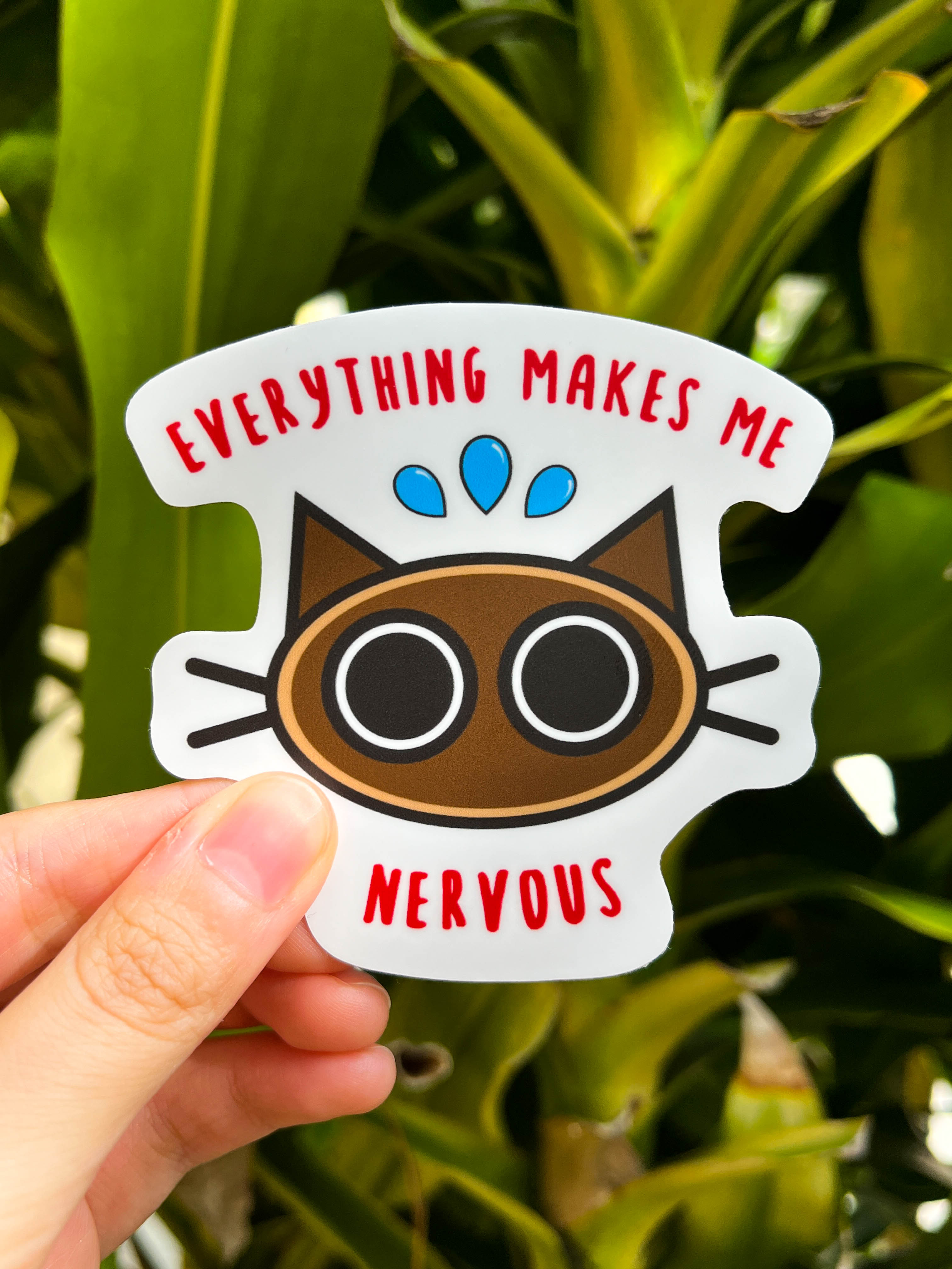Everything Makes Me Nervous Cat Sticker