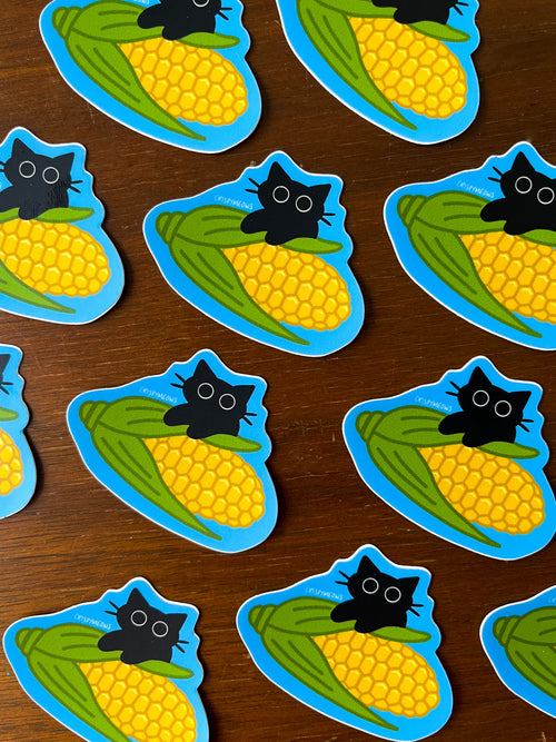 Cat On The Cobb Sticker
