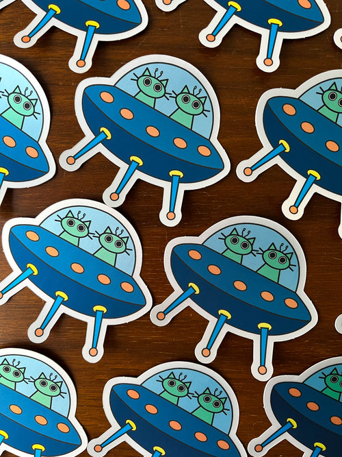Alien Cat Invasion Sticker