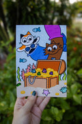 Purrmaids Find Treasure, 5 x 7 Print